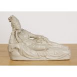 Blanc-de-chine figure of Guan Yin Chinese, early 20th Century the recumbent figure with her right