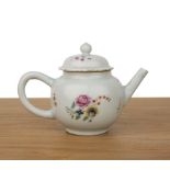 Famille rose decorated porcelain teapot Chinese, 18th Century painted with delicate flower sprays,