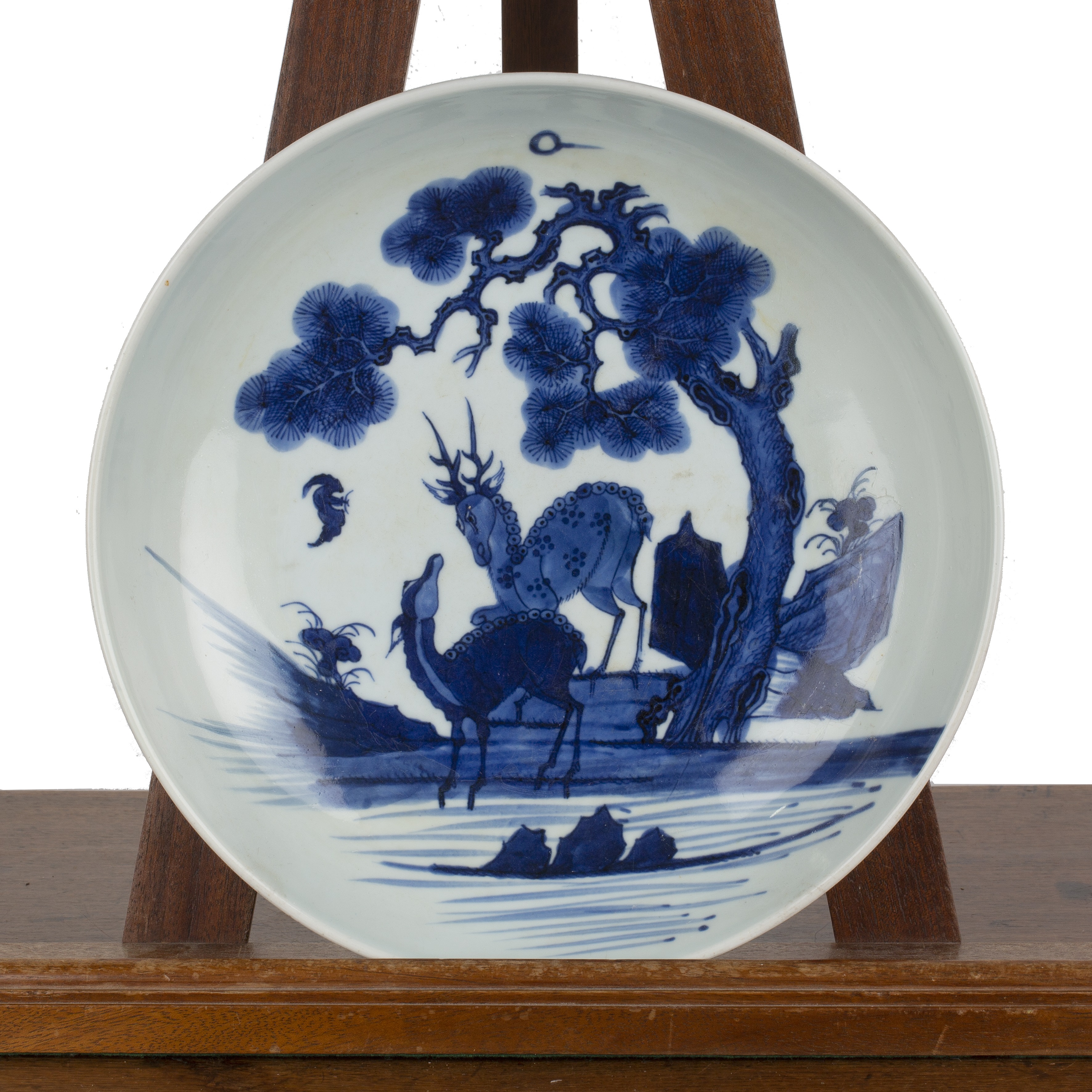 Pair of blue and white porcelain large dishes Chinese, 18th Century each painted with symbolic - Bild 3 aus 20