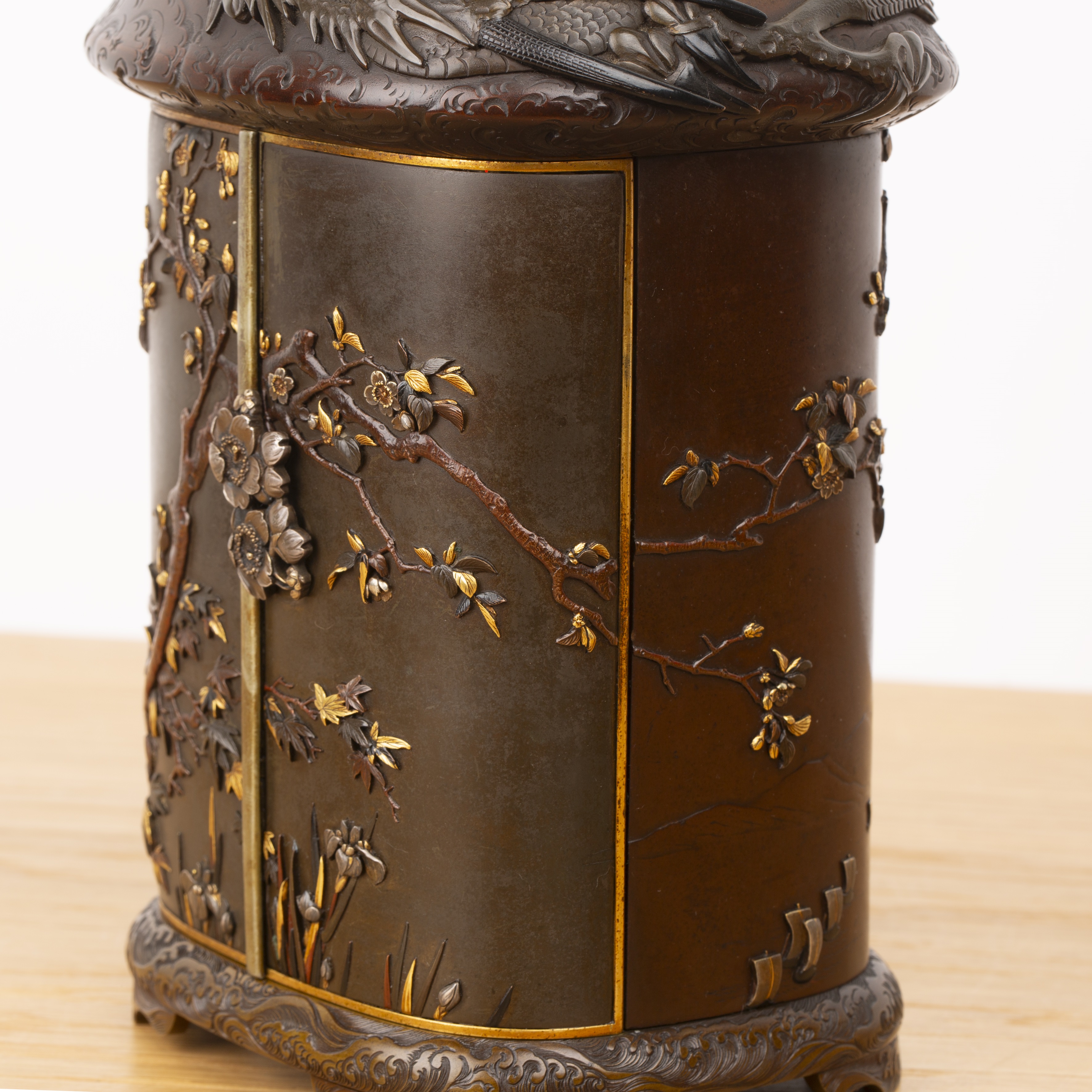 Metal and shakudo Kodansu cabinet on a dragon carved hardwood base Japanese, Meiji period in the - Image 22 of 61