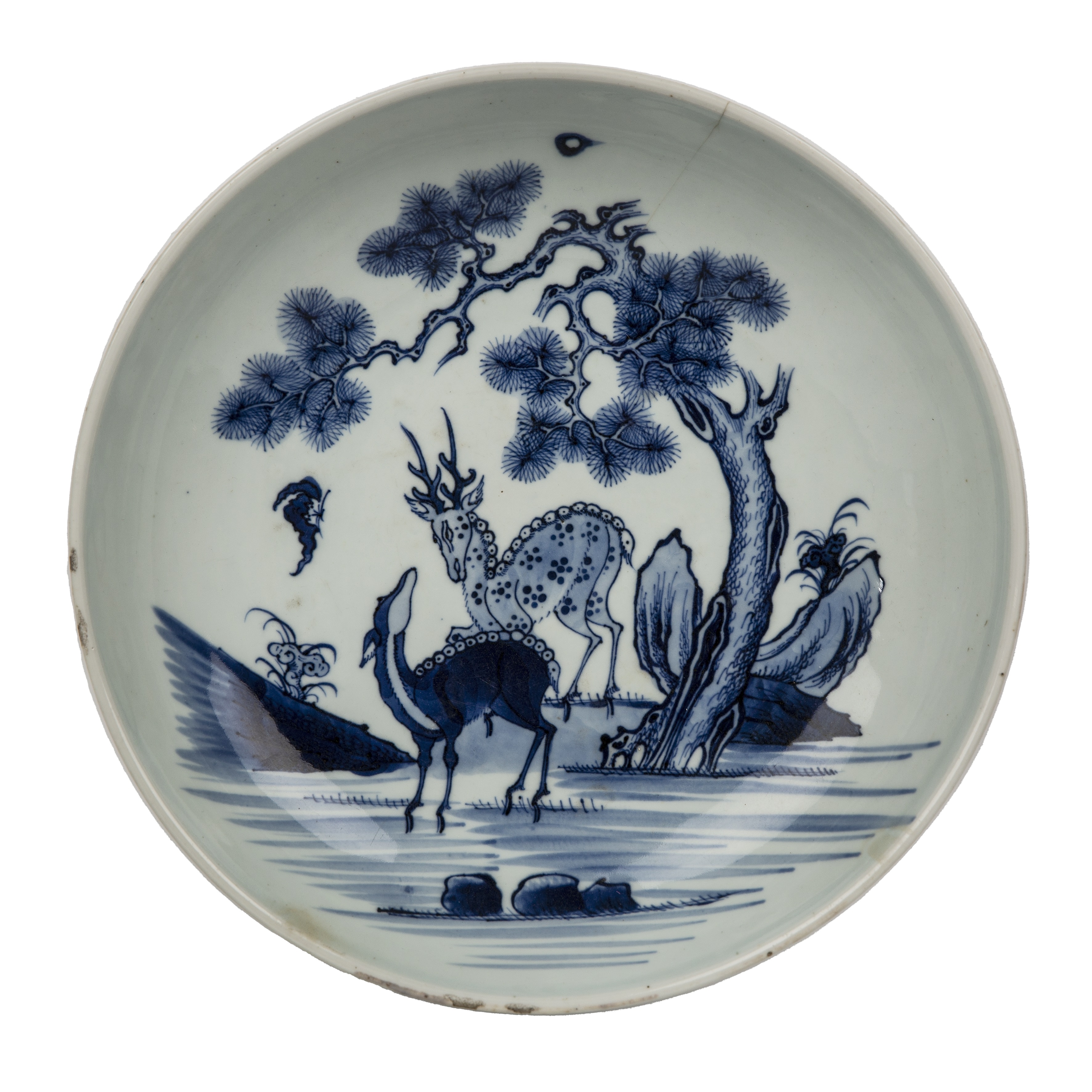 Pair of blue and white porcelain large dishes Chinese, 18th Century each painted with symbolic - Bild 6 aus 20