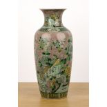 Famille verte vase Chinese, Kangxi painted with rockwork and flowers and with a biscuit glaze