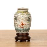 Miniature porcelain polychrome snuff bottle and cover Chinese, Guangxu period painted with a