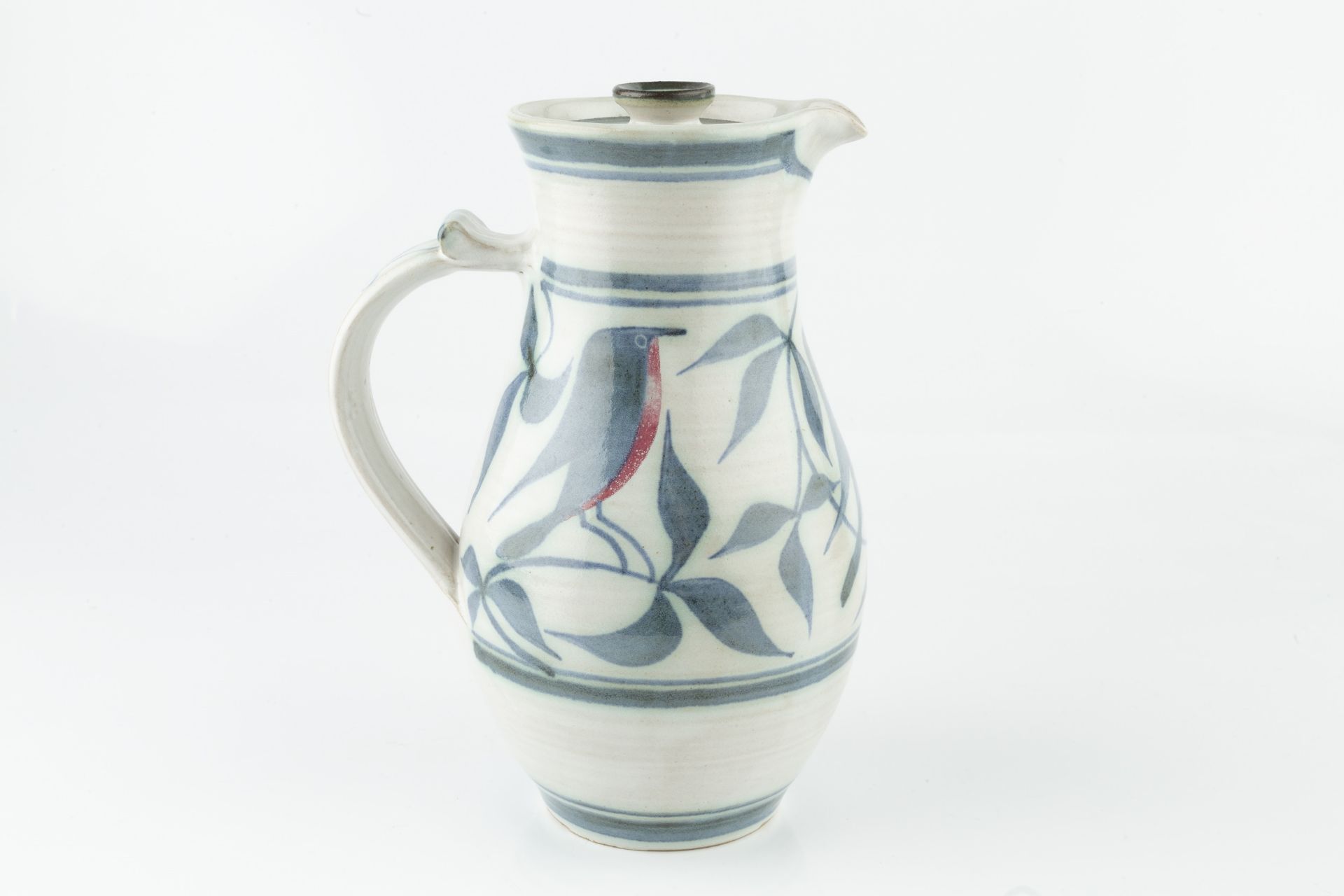 Laurence McGowan (b.1942) Coffee pot decorated with robins signed 23cm high. RF taken from Chelt - Image 2 of 3