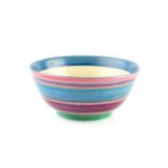 Clarice Cliff Fantasque bowl painted with Liberty Stripe pattern 9cm high, 20cm diameter.