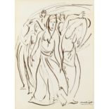 Laura Knight (1877-1950) Dancers signed (lower right) pen and ink 35 x 25cm.