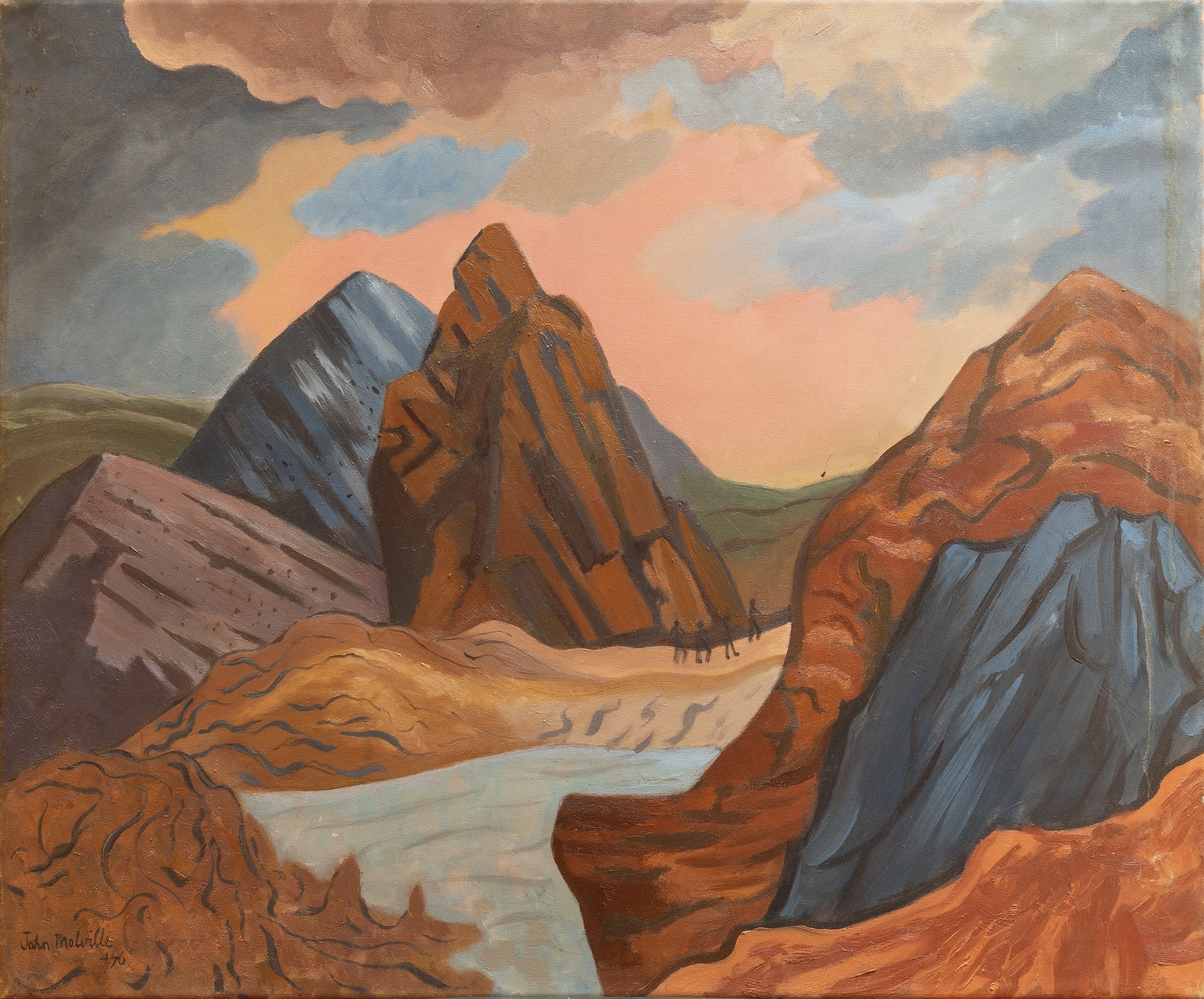 John Melville (1902-1986) Mountainous Landscape, April 1976 signed and dated (lower left) oil on