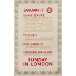 Barnett Freedman (1901-1958) Sunday in London, 1936 London Transport Poster printed at the Baynard