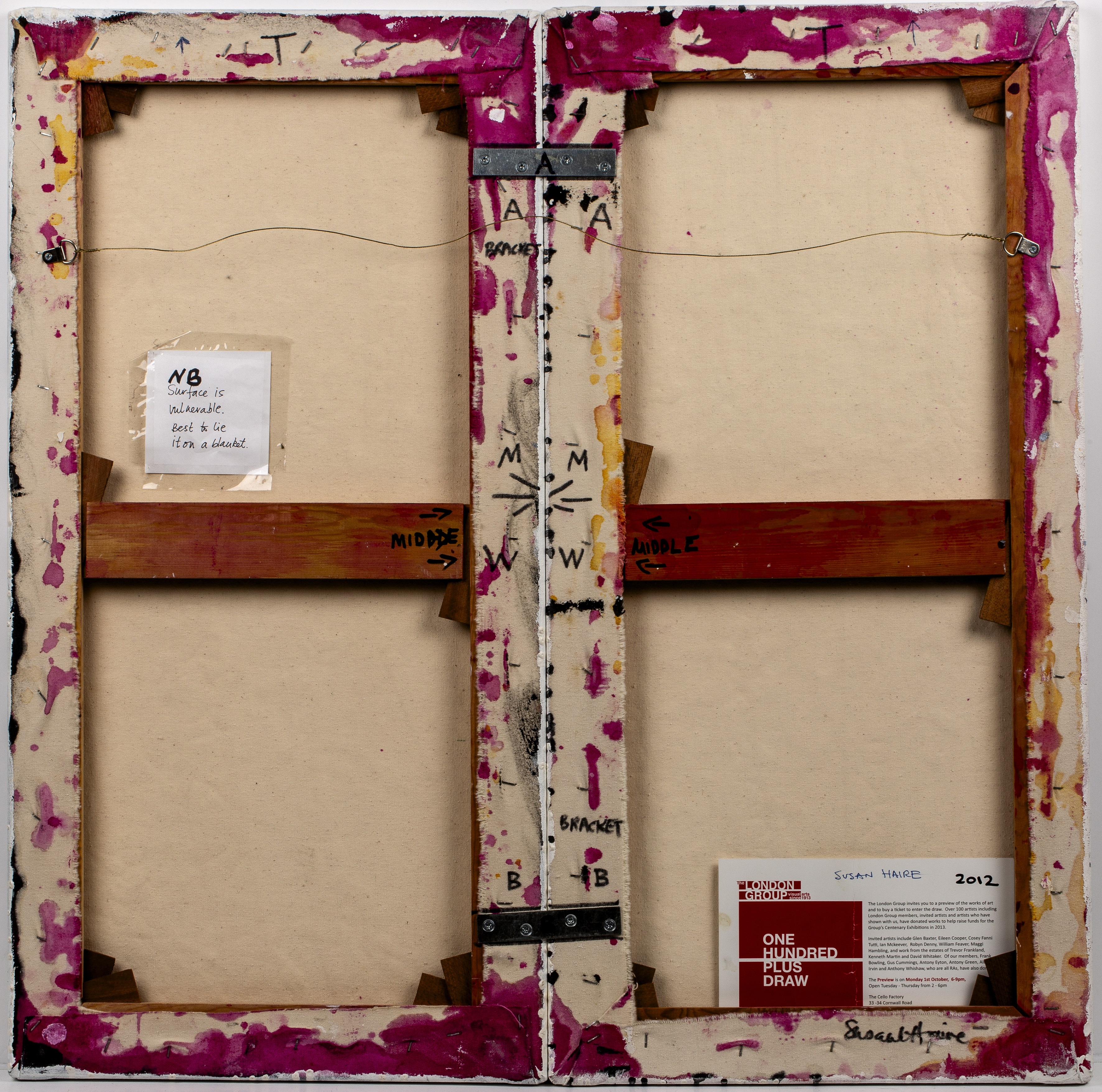 Susan Haire (20th Century) Untitled Diptych signed (to reverse) oil on canvas 76 x 76cm. - Image 2 of 2