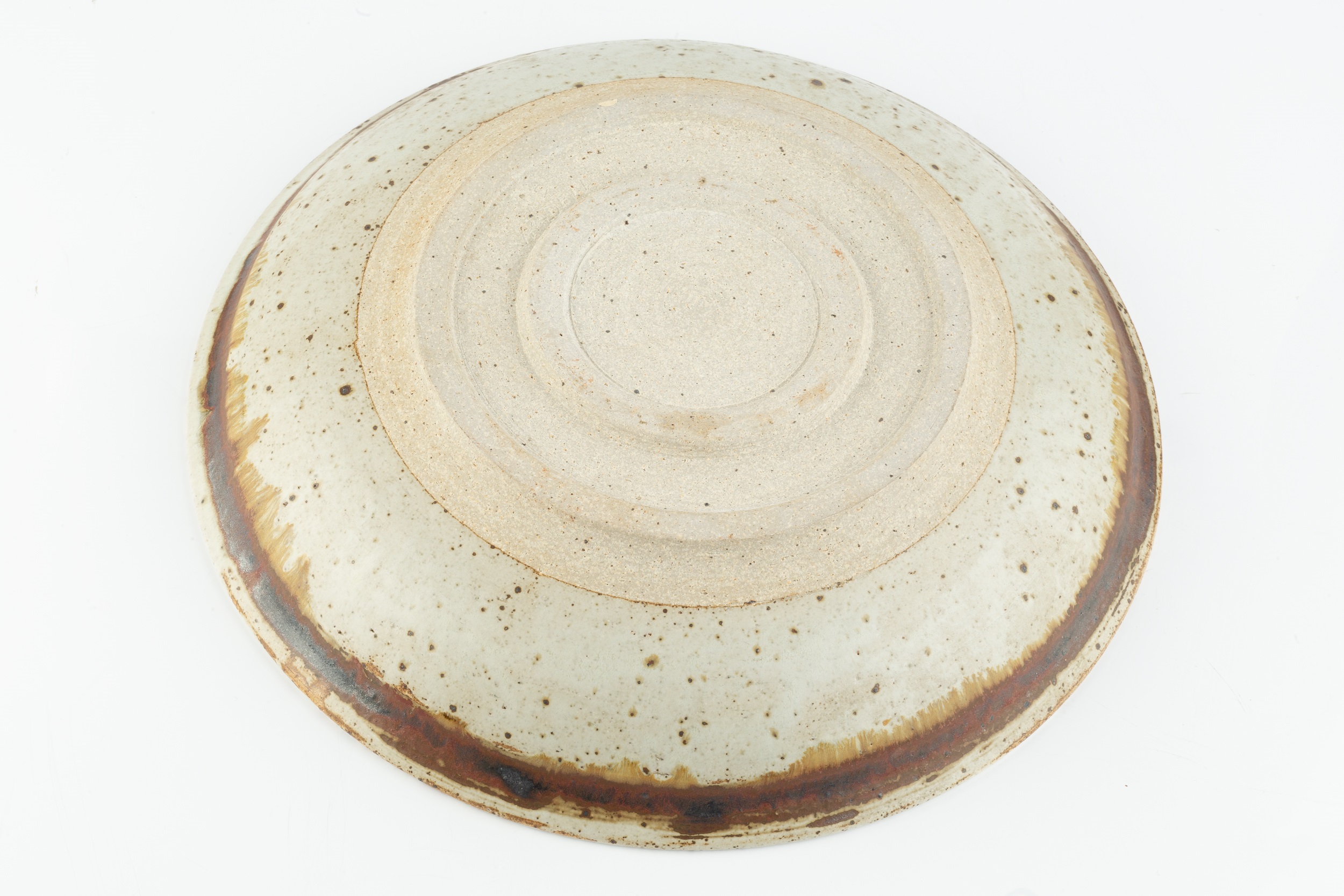 Barbara Cass (1921-1972) Large bowl stoneware, with poured iron glaze impressed potter's seal 38cm - Image 2 of 3