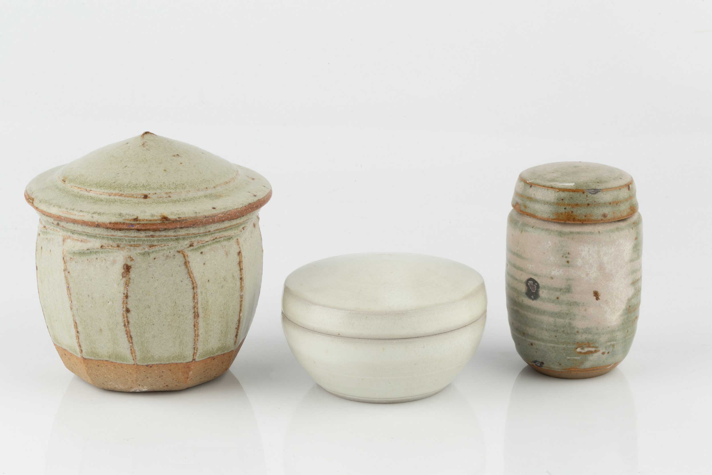 Richard Batterham (1936-2021) Jar and cover stoneware, with green ash glaze 10cm high; together with - Image 2 of 3