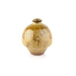 Mike Dodd (b.1943) Vase stoneware, inverted form with incised pattern, ash glaze impressed potter'