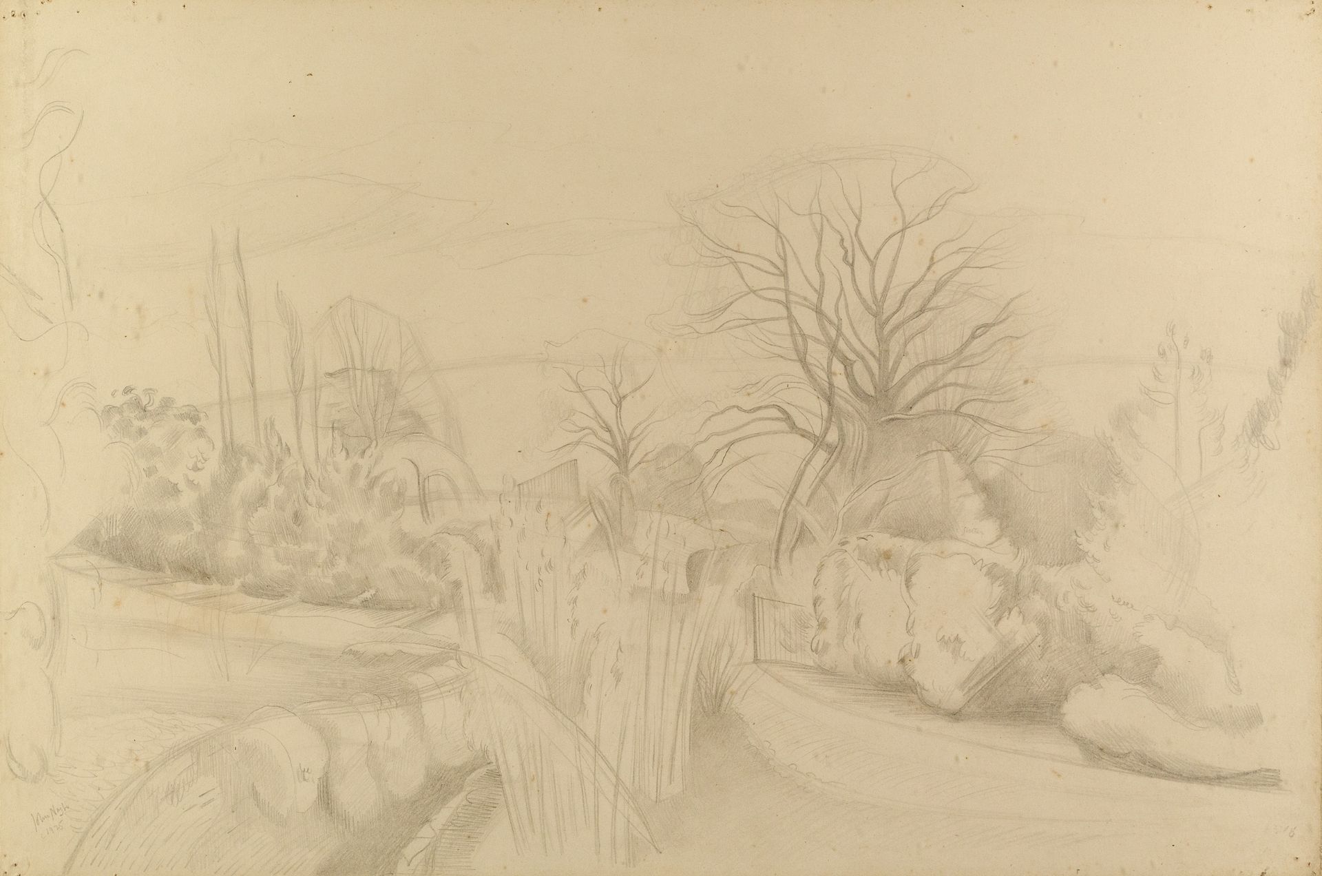 John Northcote Nash (1893-1977) The Garden, 1925 signed and dated (lower left) pencil on paper 38