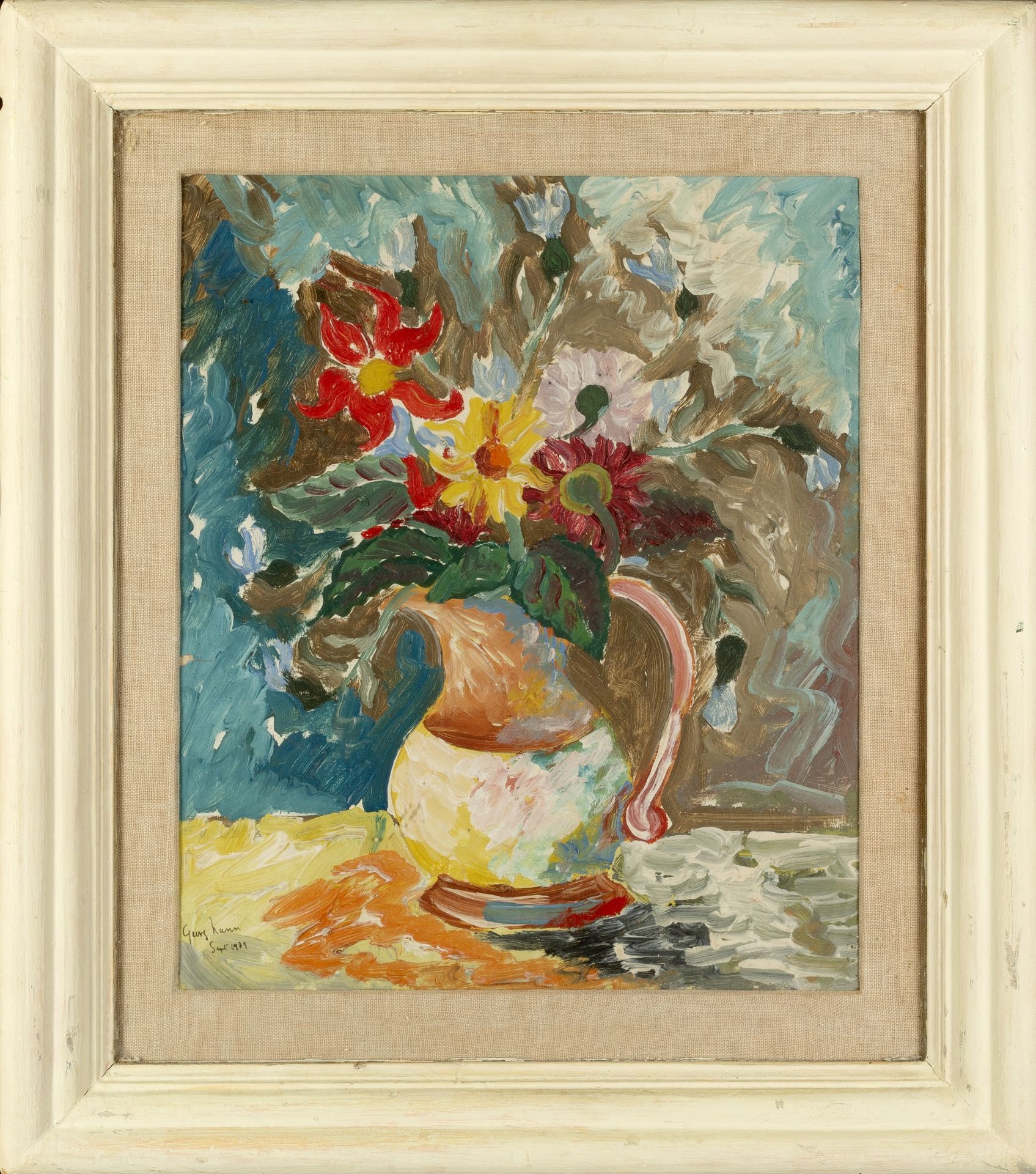 George Hann (1900-1979) Vase of Flowers, 1939 signed and dated (lower left) oil on board 32 x 26cm. - Bild 2 aus 3