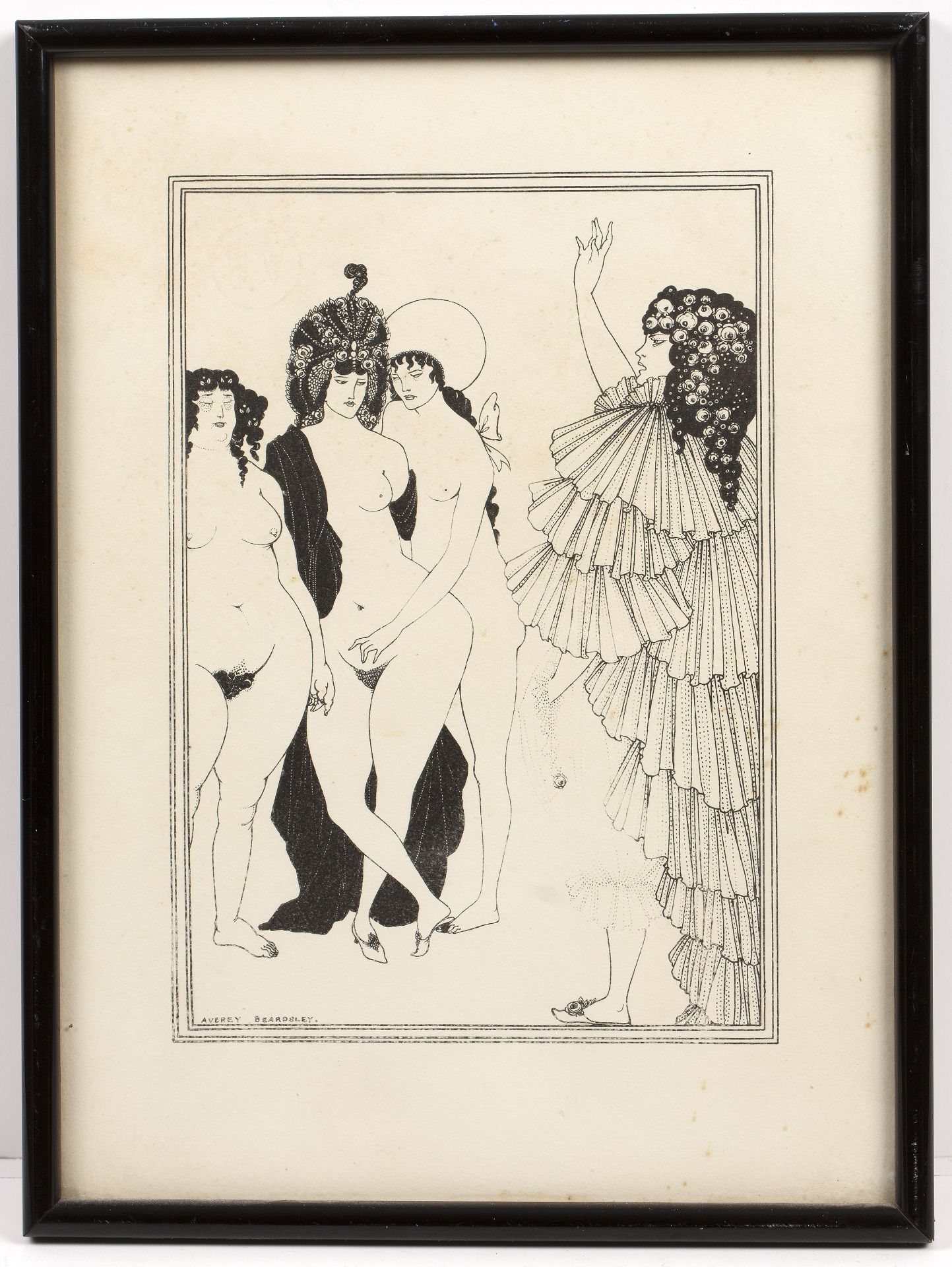 Aubrey Beardsley (1872-1898) Lysistrata Haranguing the Athenian Women signed (in the plate), - Image 2 of 3