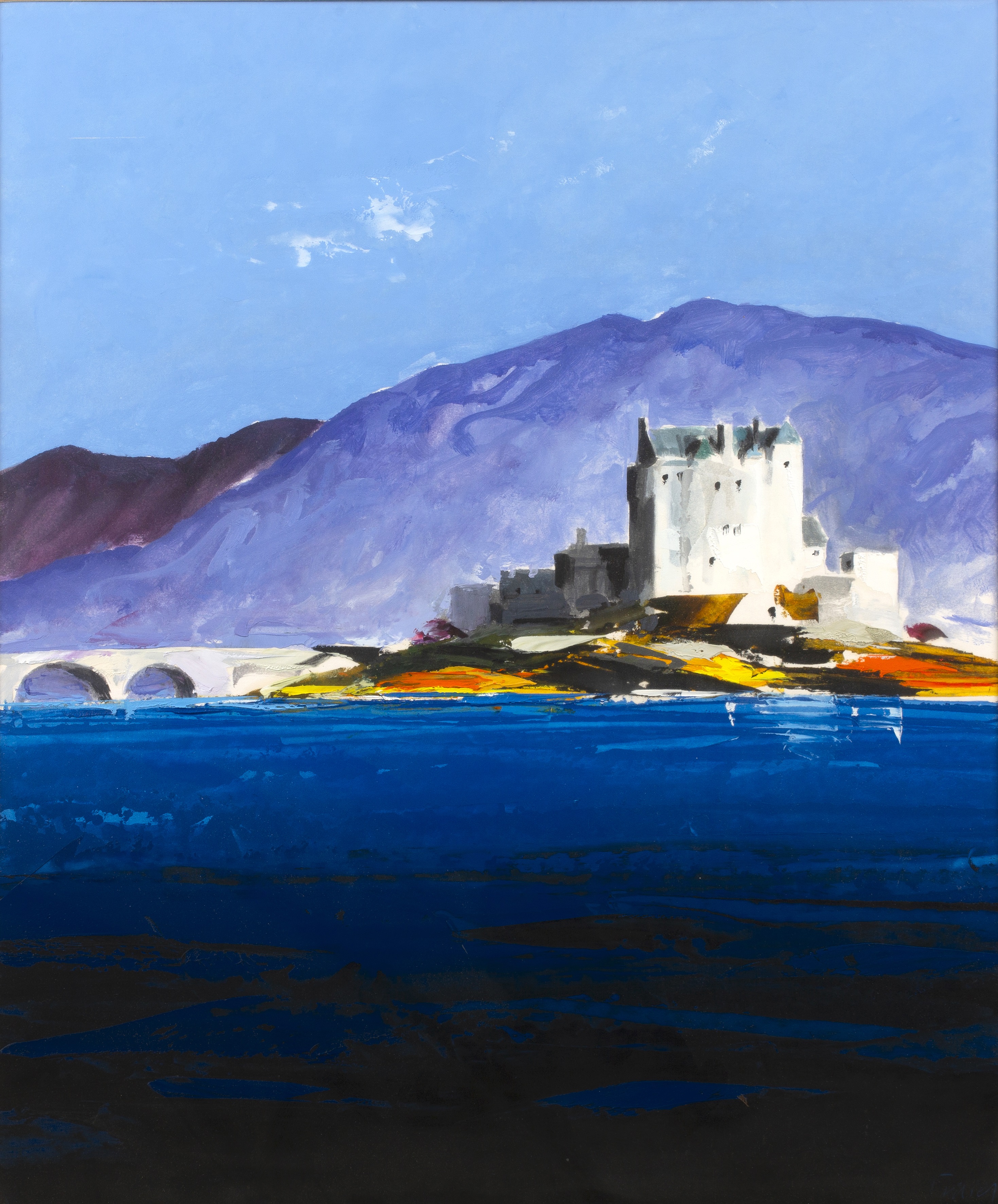 Donald Hamilton Fraser (1929-2009) Eilan Donan Castle, Wester Ross signed (lower right) oil on paper
