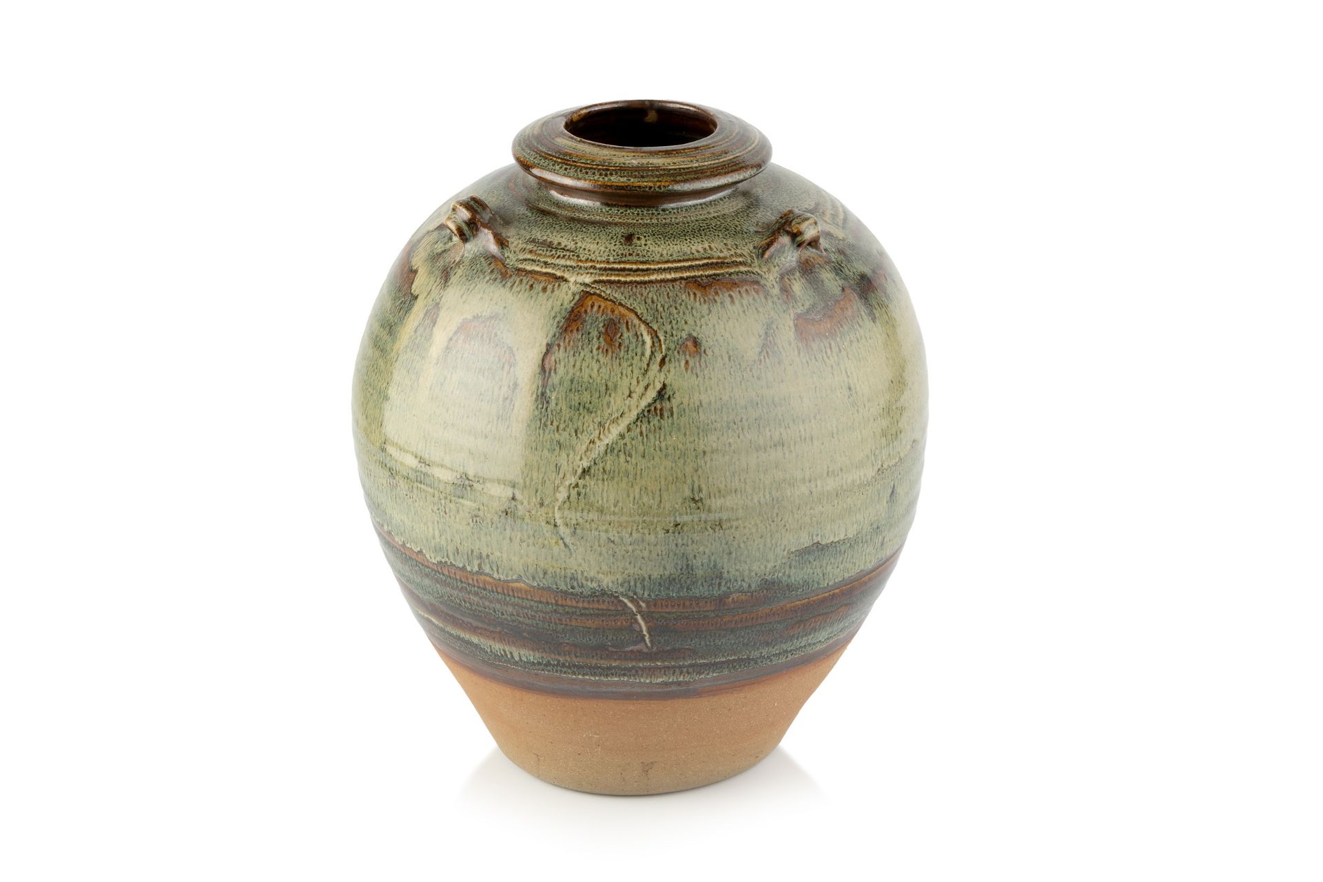 Eddie Hopkins (1941-2007) at Winchcombe Pottery Large vase stoneware, nuka glaze with three