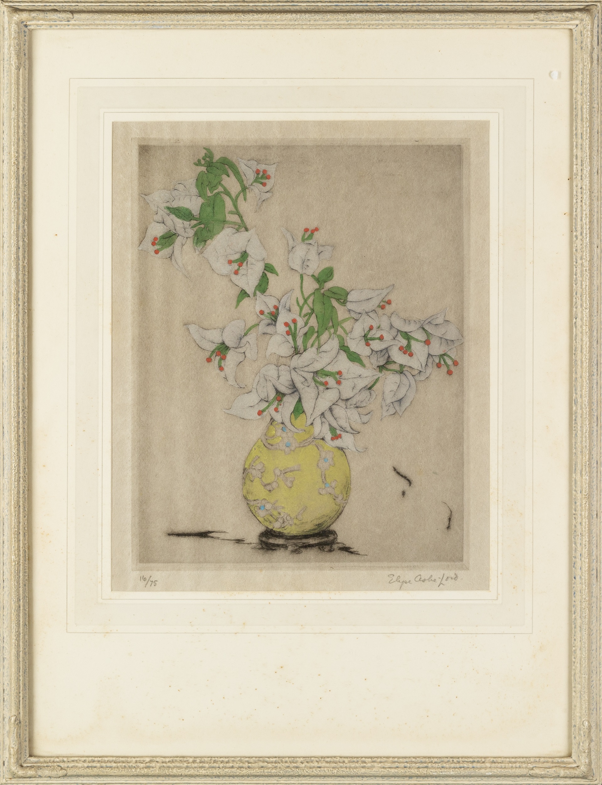 Elyse Ashe Lord (1900-1971) Bougainvillias 16/75, signed and numbered in pencil etching and aquatint - Image 2 of 3