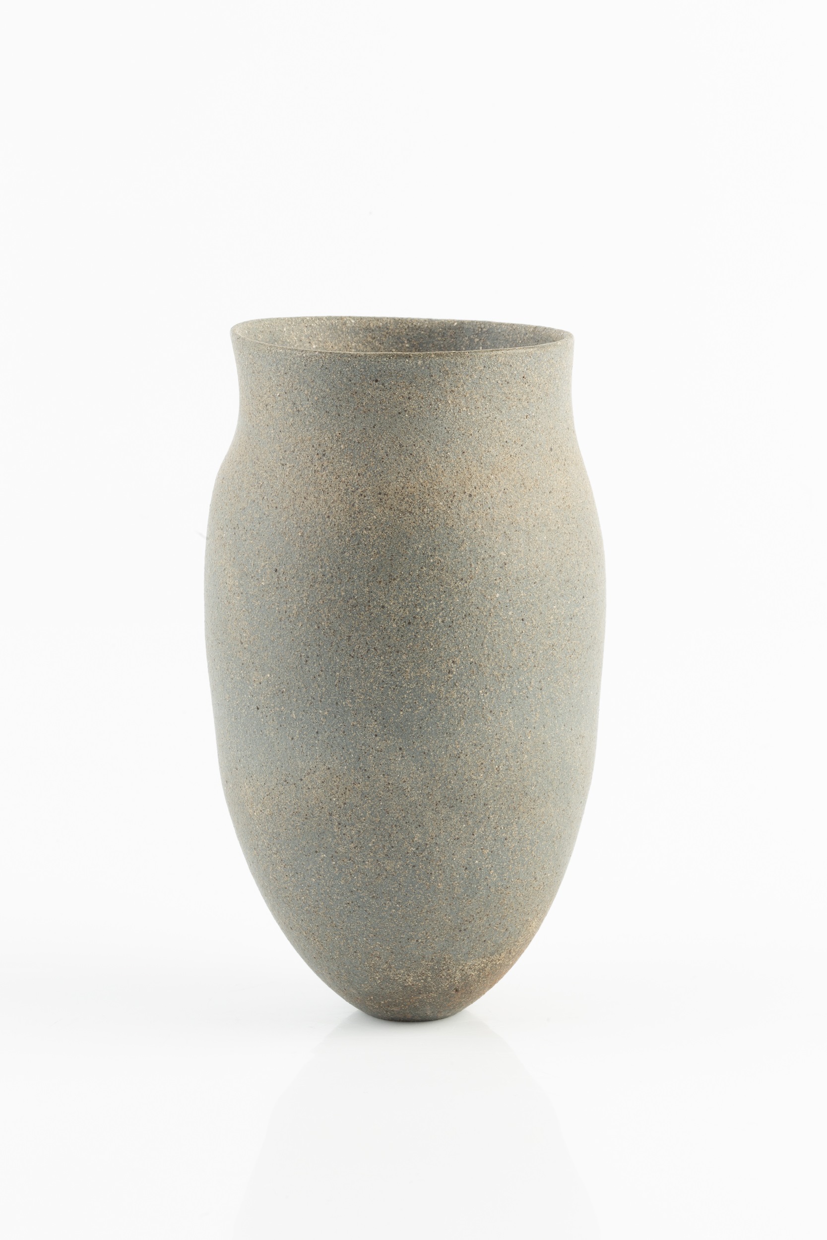 Jennifer Lee (b.1956) Tall grey asymmetric, brown flash, 1985 hand-built coloured clay (T - Image 4 of 6