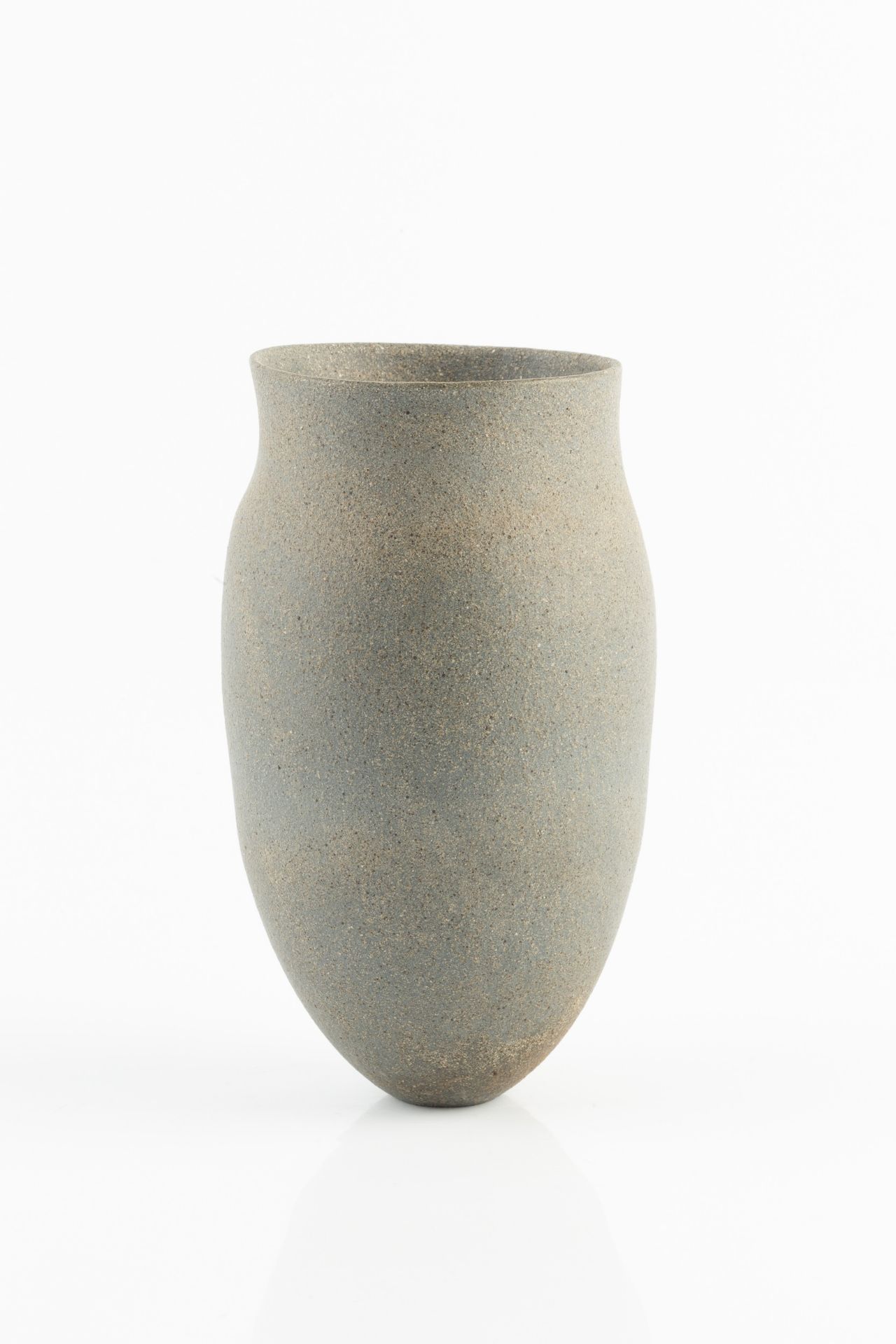 Jennifer Lee (b.1956) Tall grey asymmetric, brown flash, 1985 hand-built coloured clay (T - Image 4 of 6