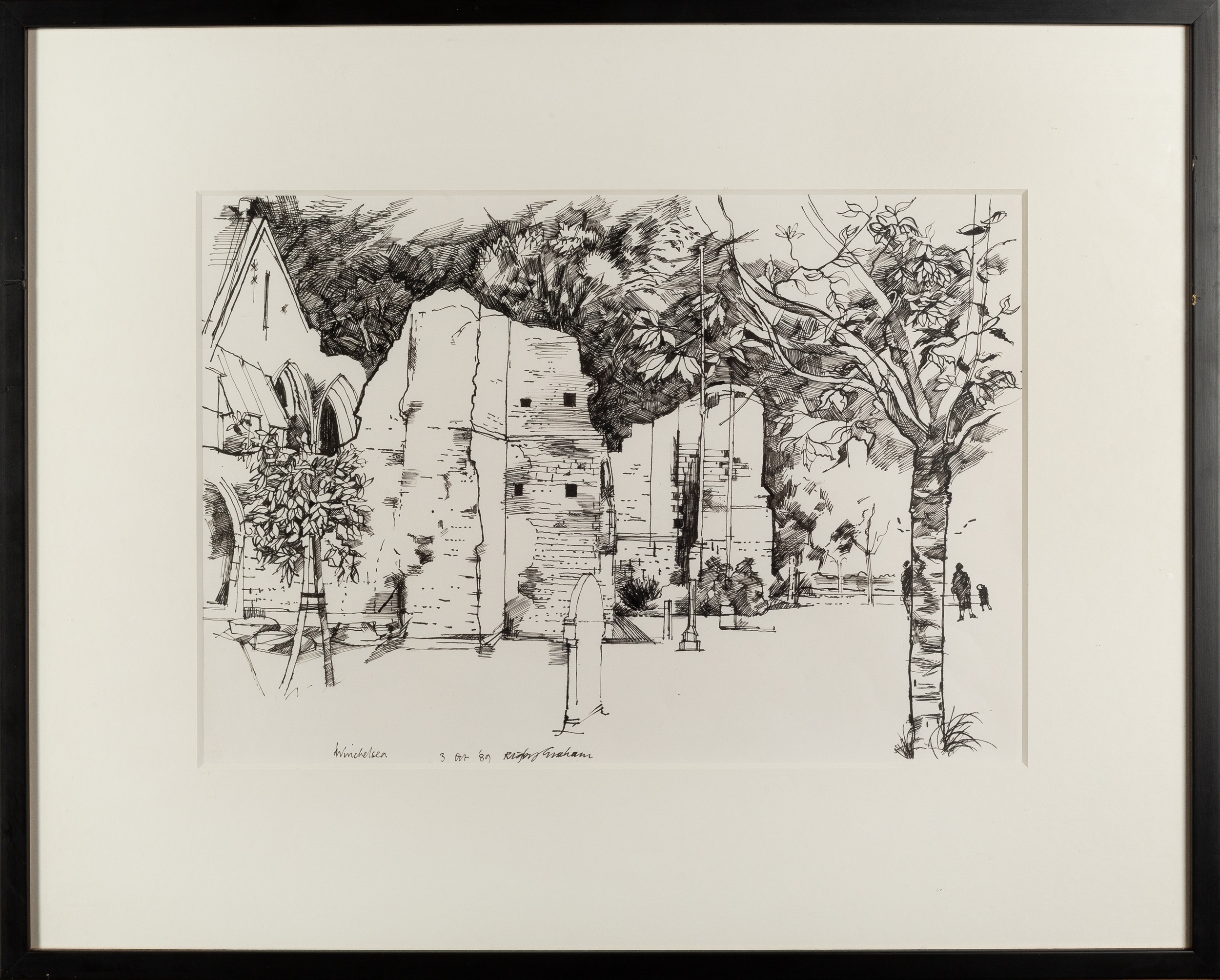 Rigby Graham (1931-2015) Winchelsea, 1989 signed, titled, and dated (lower) pen and ink 30 x 40cm. - Image 2 of 3