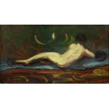 Manner of Edvard Munch (1863-1944) Nude, circa 1910 oil on canvas mounted onto board 15 x 24cm.