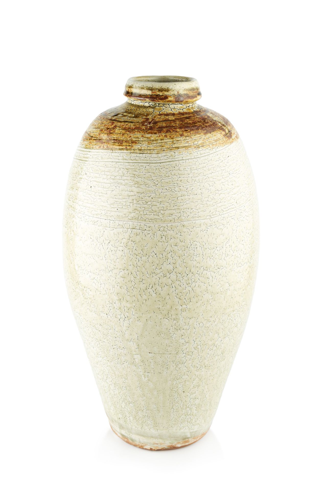 Mike Dodd (b.1943) Large vase stoneware, with crackled oatmeal glaze impressed potter's seal 48.
