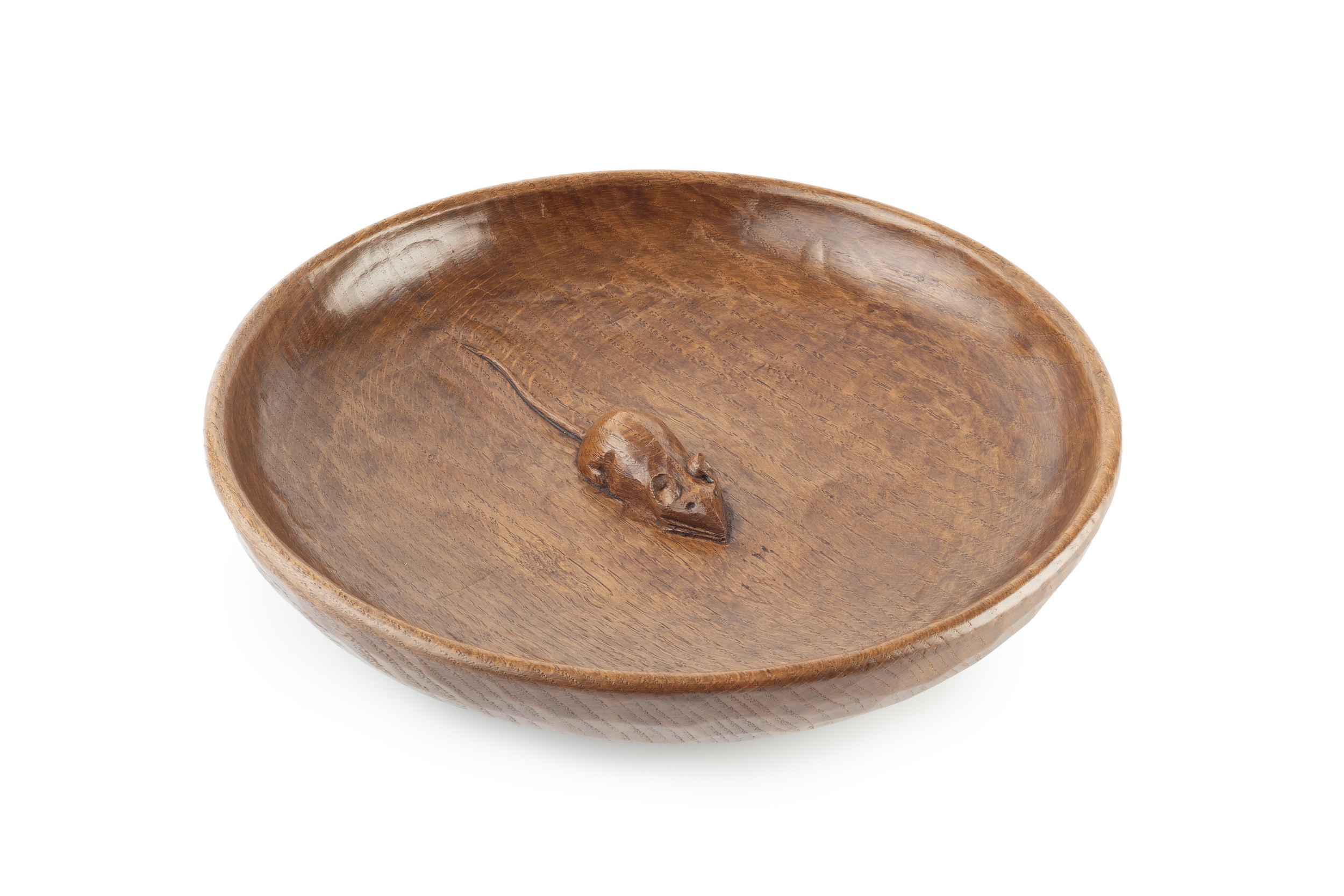 Robert Thompson of Kilburn (1876-1955) Large Mouseman bowl, circa 1970 oak with adzed finish