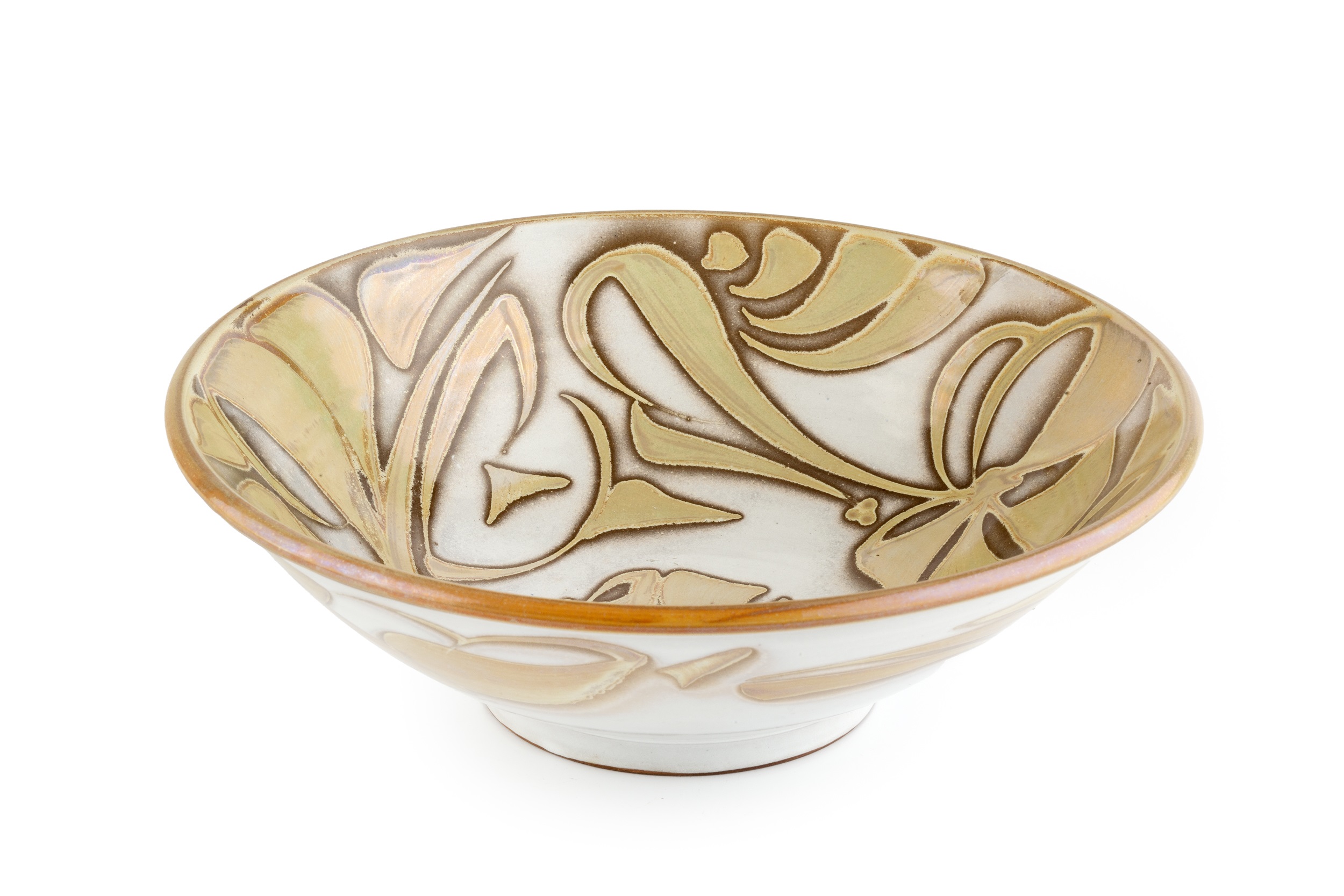 Alan Caiger-Smith (1930-2020) at Aldermaston Pottery Footed bowl decorated in gold lustre painted