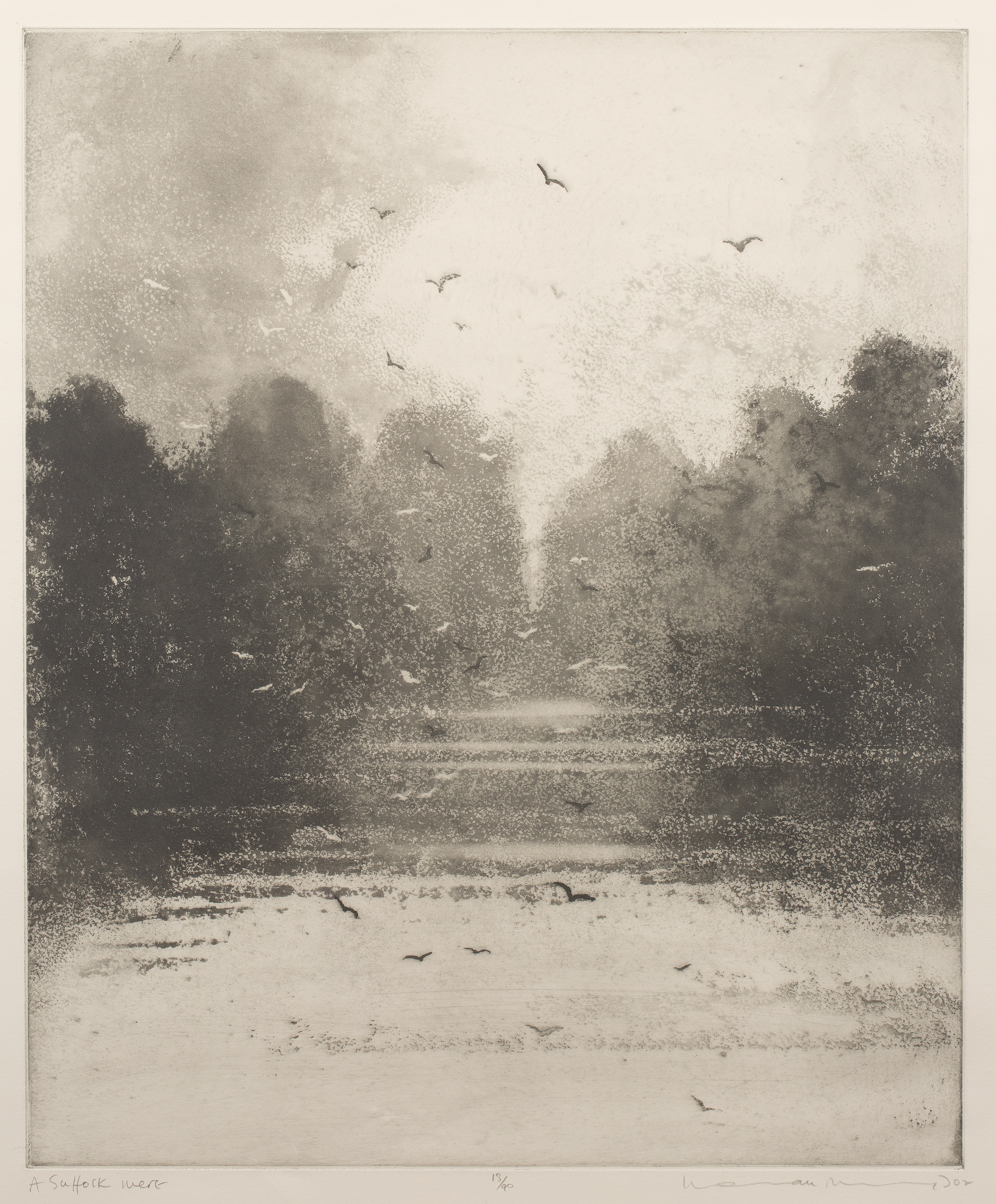 Norman Ackroyd (b.1938) A Suffolk Mere signed, dated, numbered, and titled in pencil (in the margin)