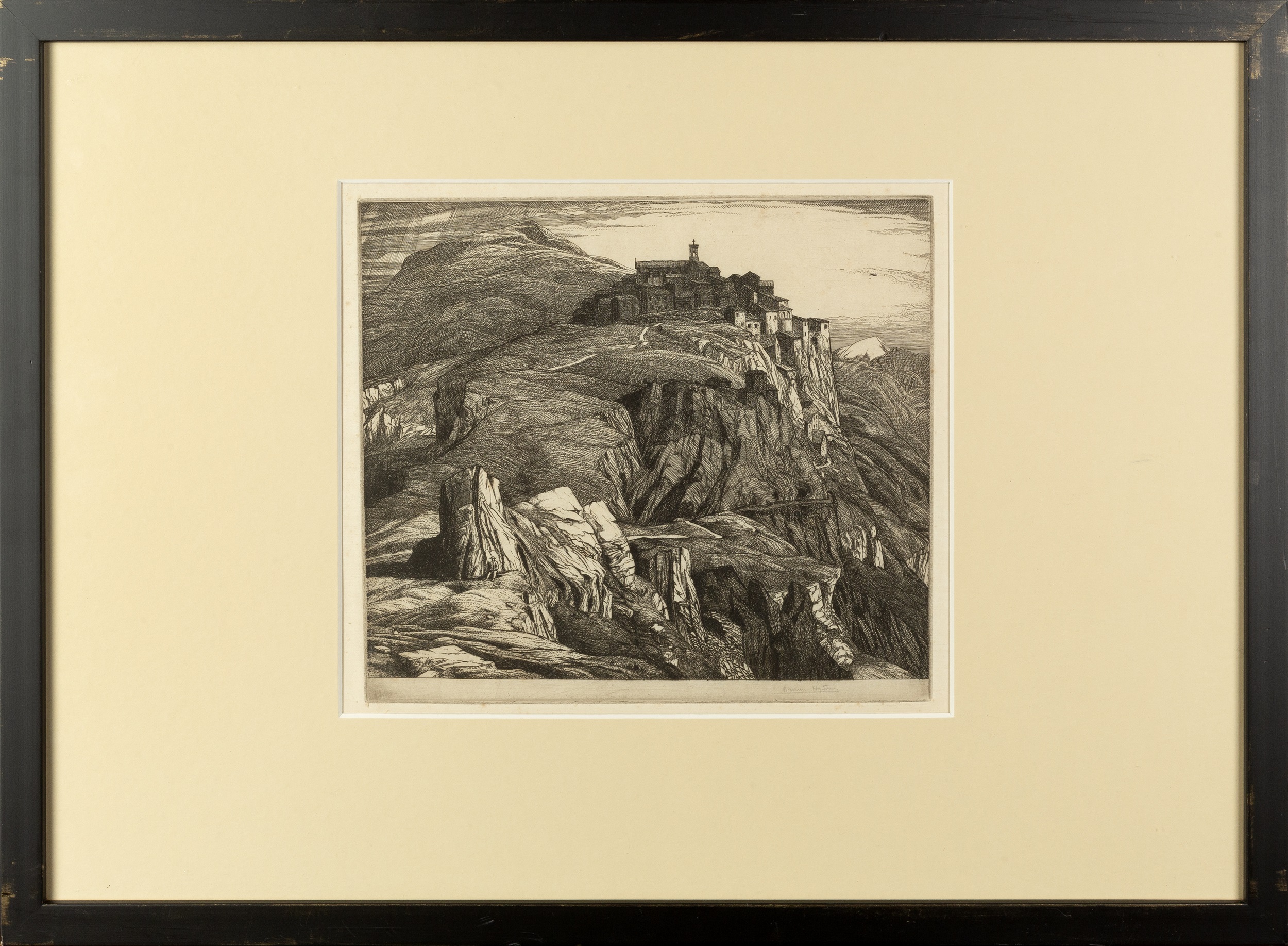 Edward Bouverie Hoyton (1900-1988) Italian Mountainous Town signed in pencil (in the margin) etching - Image 2 of 3