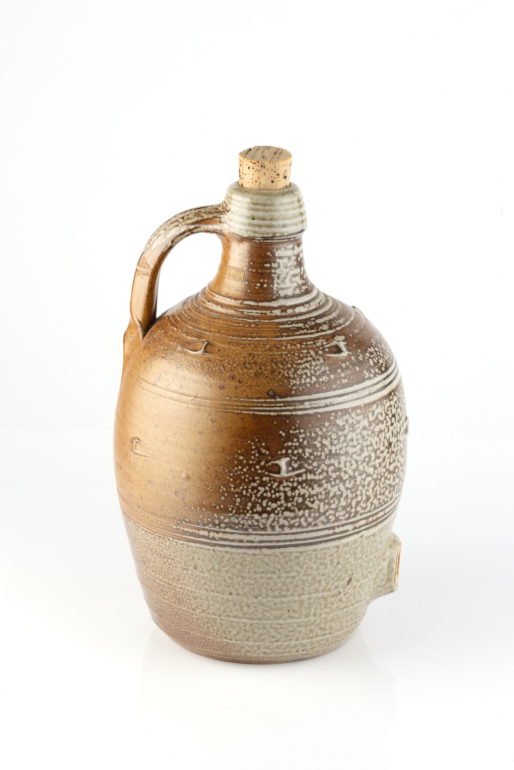 Ray Finch (1914-2012) at Winchcombe Pottery Cider Flagon salt-glaze impressed potter's seal 38cm - Image 2 of 3