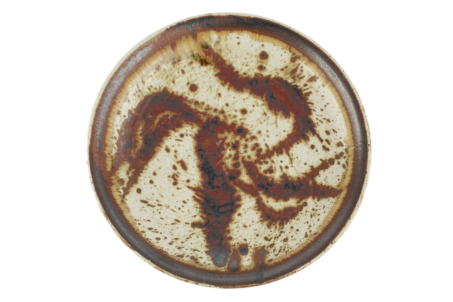 Barbara Cass (1921-1972) Large bowl stoneware, with poured iron glaze impressed potter's seal 38cm