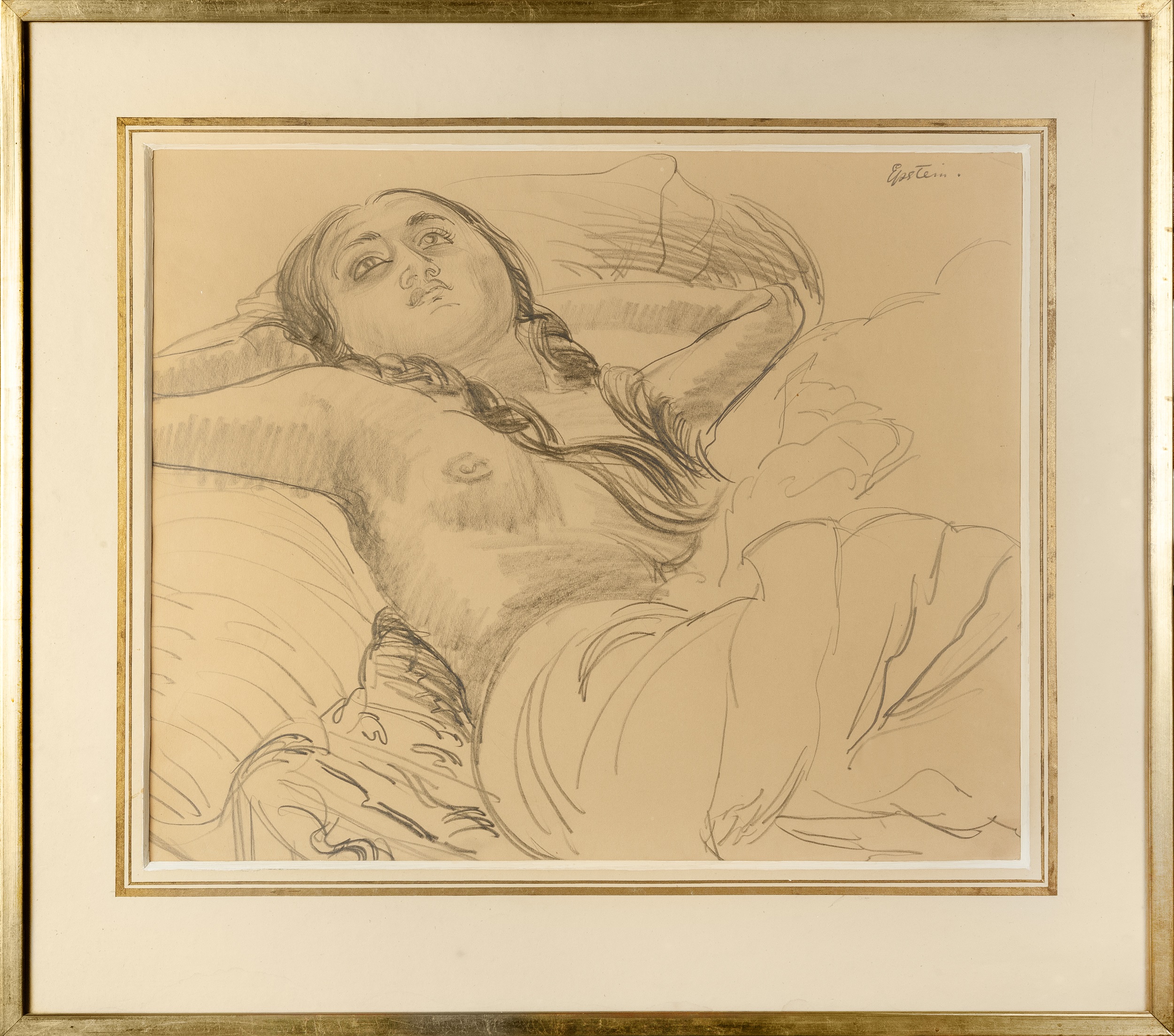 Jacob Epstein (1880-1959) Sunita signed (upper right) pencil on paper 45 x 54cm. Provenance: Roland, - Image 2 of 8