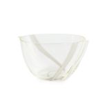 Licio Zanetti Murano glass bowl, 1986 clear glass with white stripes signed and dated 14cm high,