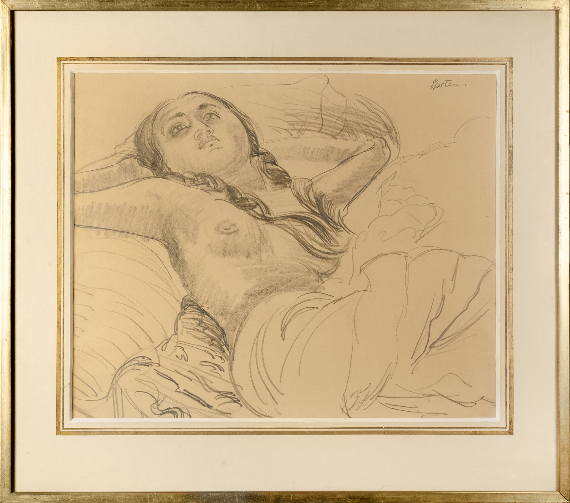Jacob Epstein (1880-1959) Sunita signed (upper right) pencil on paper 45 x 54cm. Provenance: Roland, - Image 2 of 3