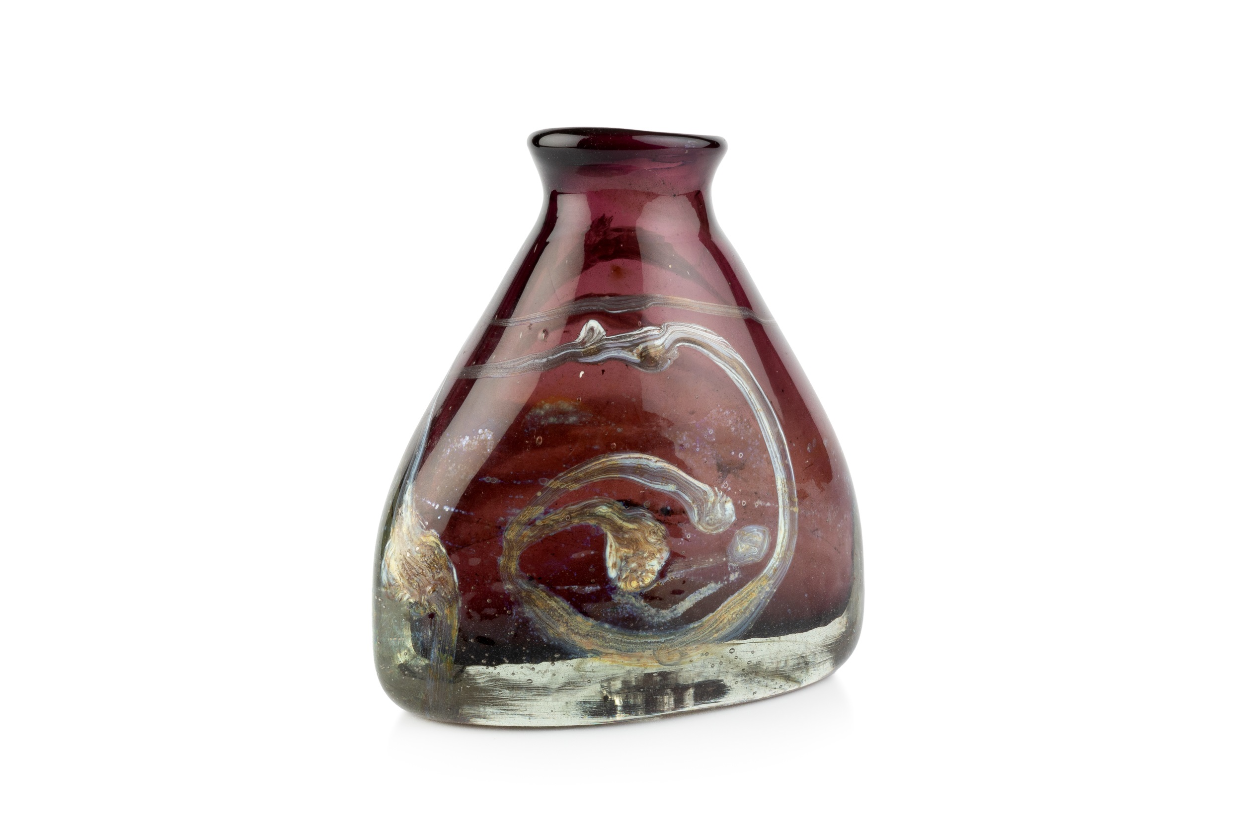 Sam Herman (1936-2020) Freeform vase with chloride swirls studio glass signed and dated 'Samuel J