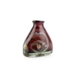 Sam Herman (1936-2020) Freeform vase with chloride swirls studio glass signed and dated 'Samuel J
