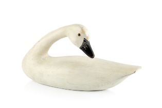 Manner of Guy Taplin (b.1939) Swan inscribed 'Guy Taplin' to a paper label on the base carved and
