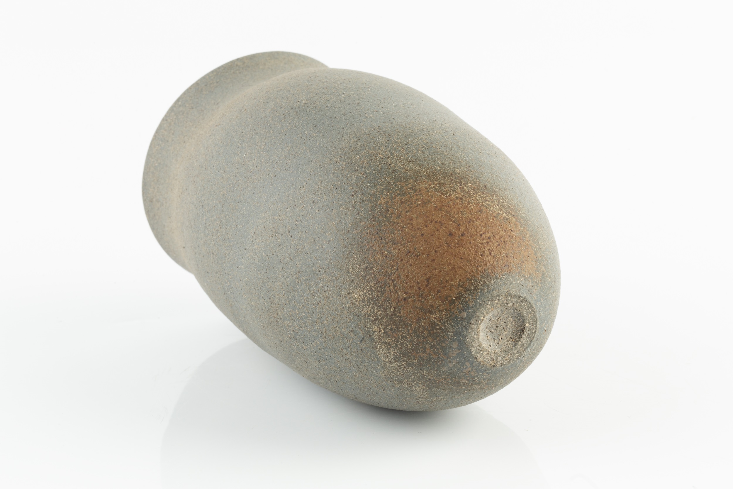 Jennifer Lee (b.1956) Tall grey asymmetric, brown flash, 1985 hand-built coloured clay (T - Image 6 of 6