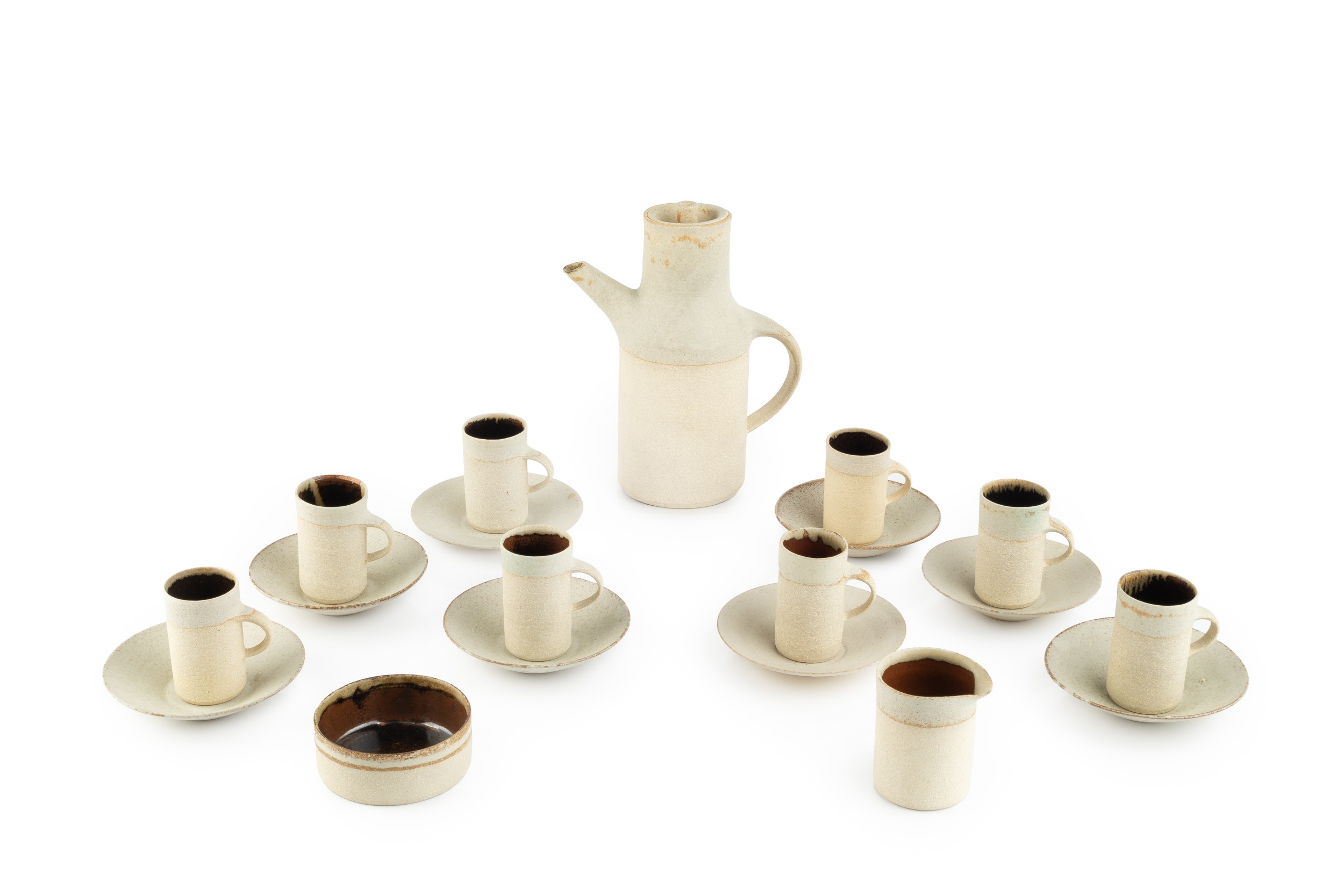 Ruth Duckworth (1919-2009) Coffee set stoneware, with pale glaze comprising 20 pieces in total pot