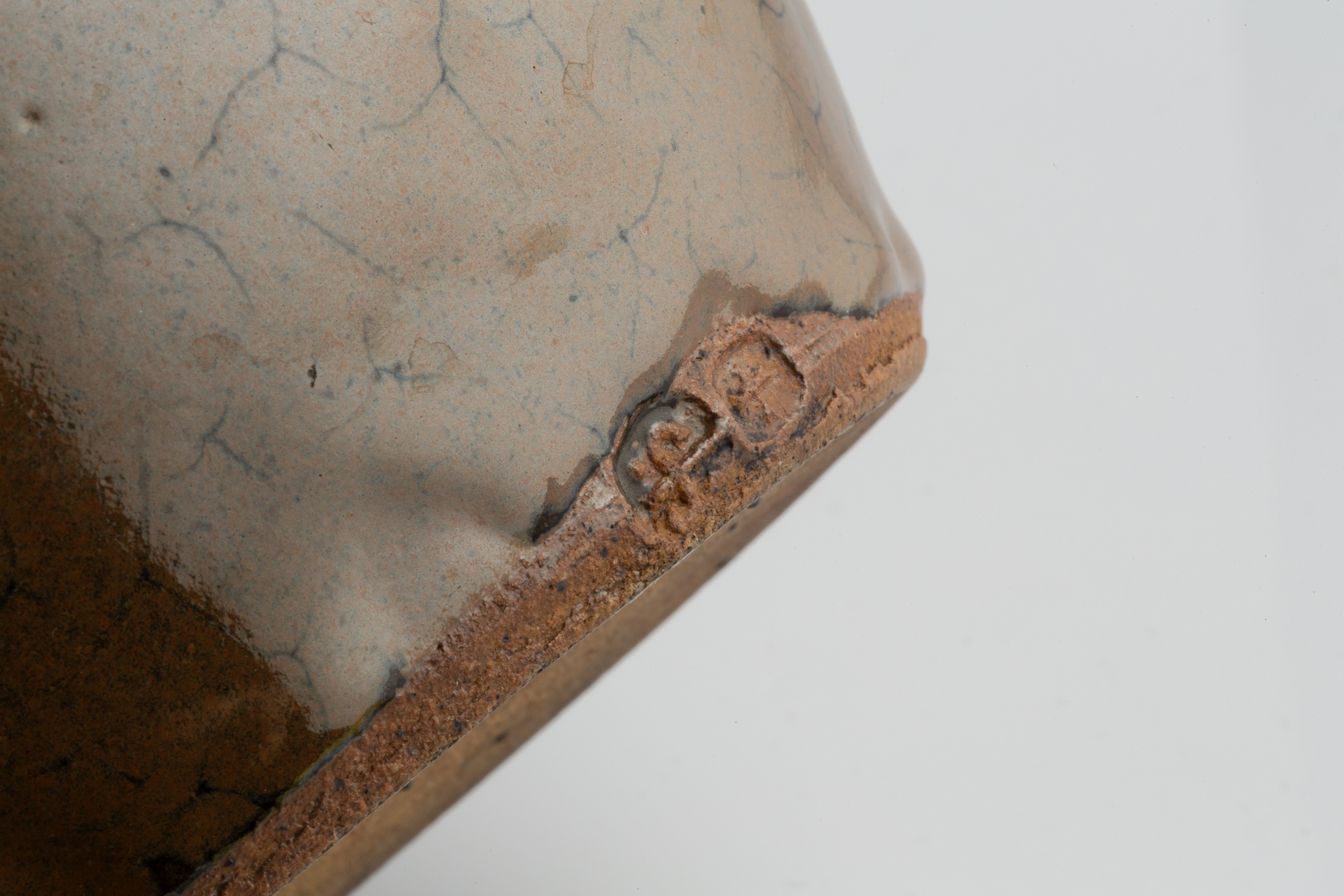 Leach Pottery Vase stoneware, the green and brown glaze with brushwork lines impressed potter's seal - Image 3 of 3