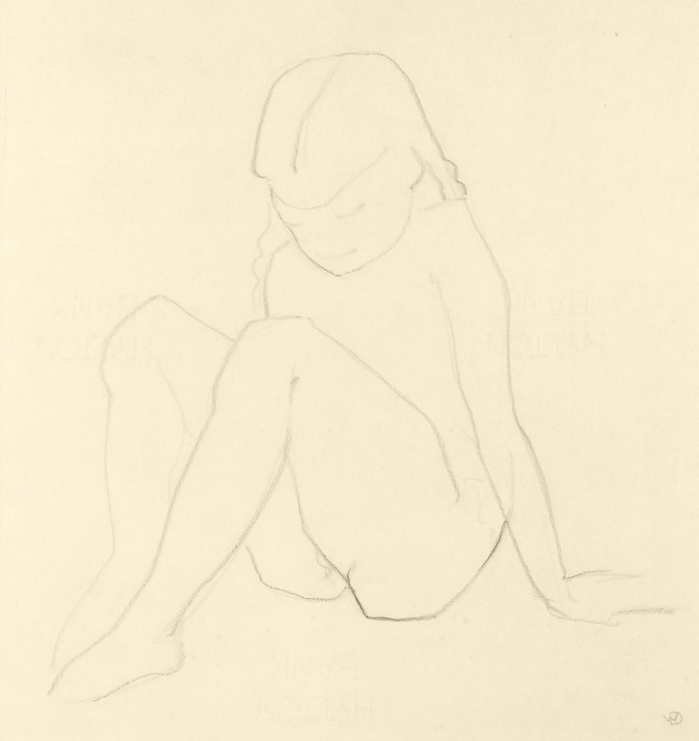 David Wynne (1926-2014) Seated Female Nude signed with initials (lower right) pencil on paper 36 x