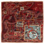 Grayson Perry (b.1960) for Arnolfini Gallery Red Carpet silk scarf 90 x 90cm, in presentation box.