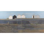 David Humphreys (b.1937) Beach Huts, Shoreham signed (lower right), titled (to reverse) oil on board
