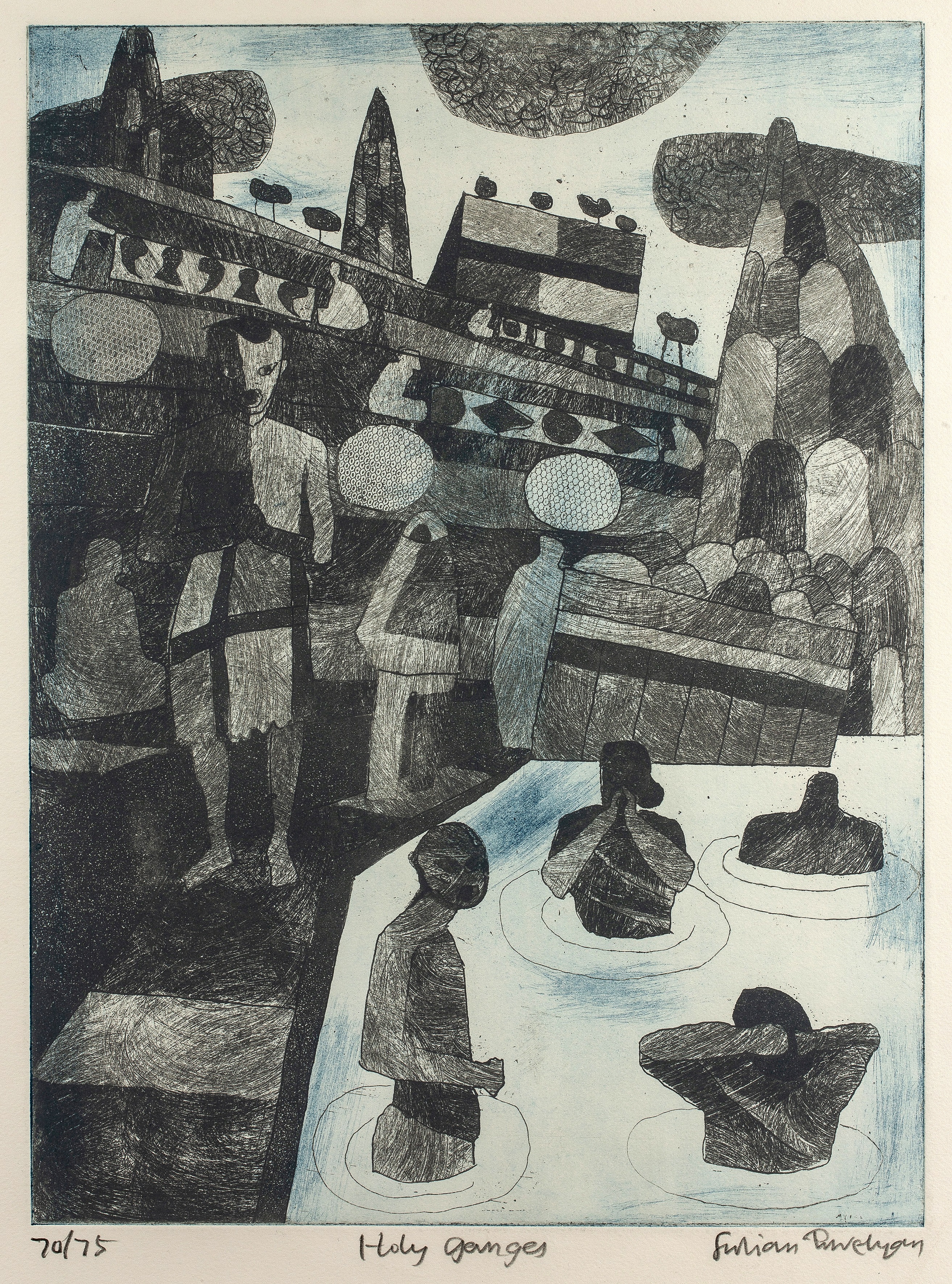 Julian Trevelyan (1910-1988) Holy Ganges, 1968 from the suite India artist's proof, signed and