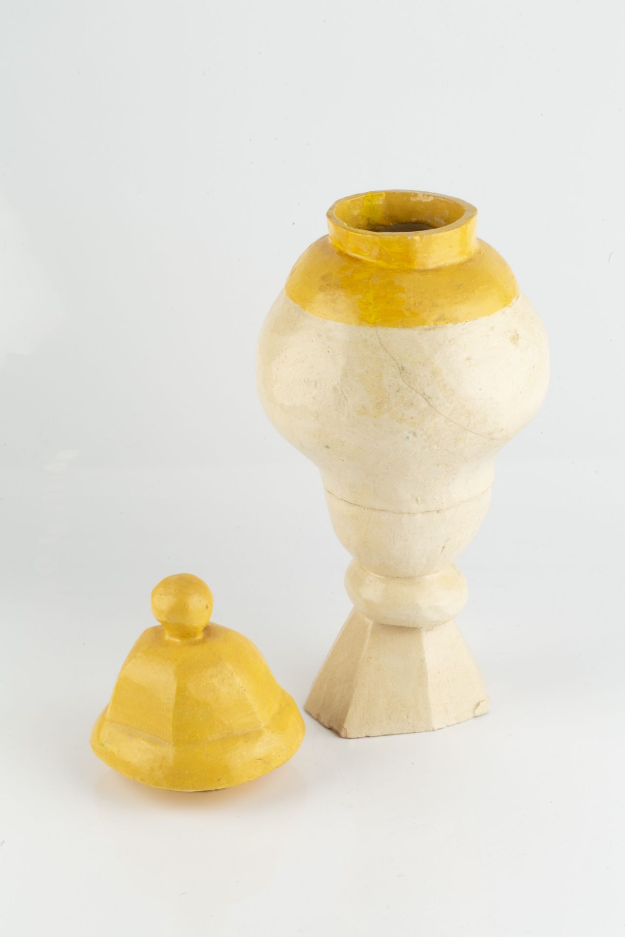 Andrew Lord (b.1950) Jar and cover white and yellow glaze 39.5cm high. - Image 2 of 3