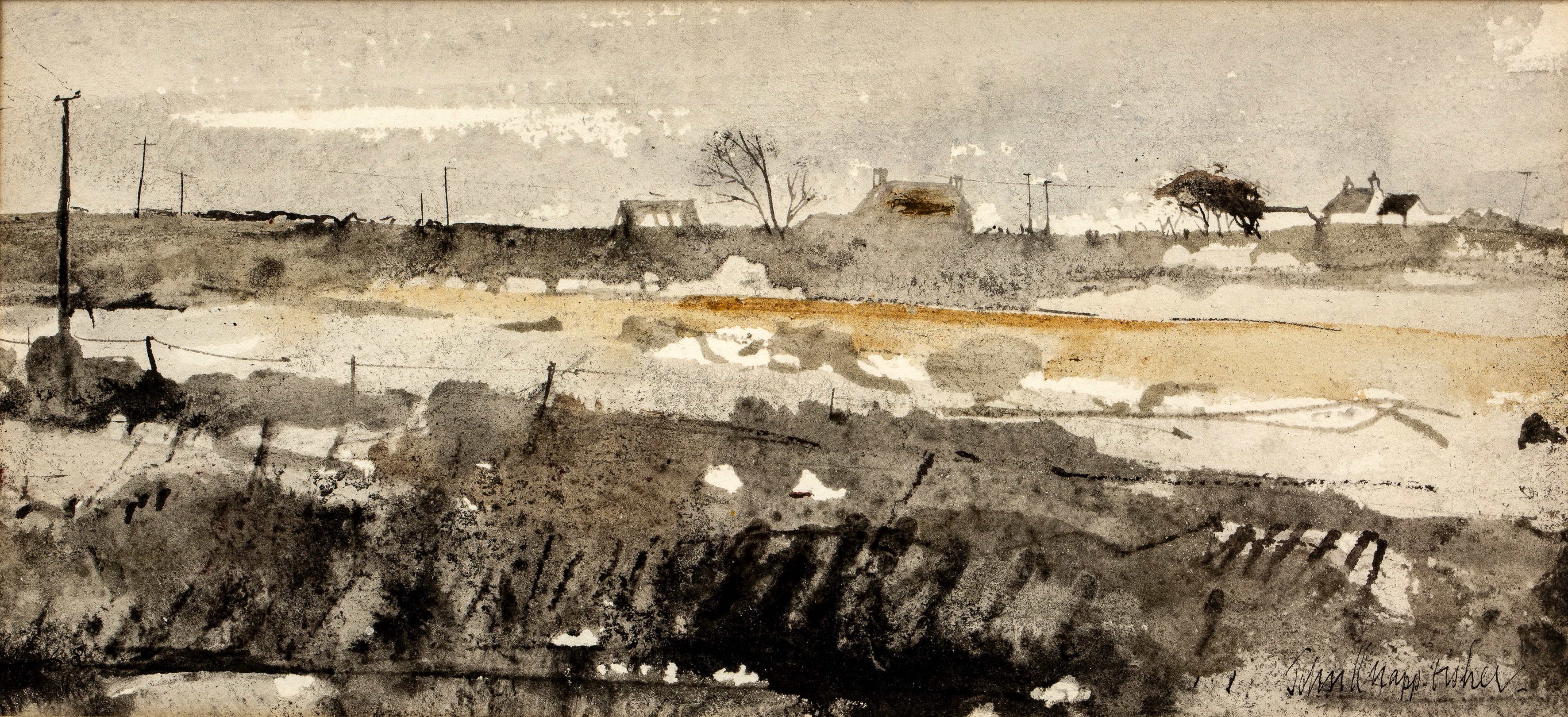 John Knapp-Fisher (1931-2015) Fields with Houses in the Distance, 1969 signed and dated (lower)