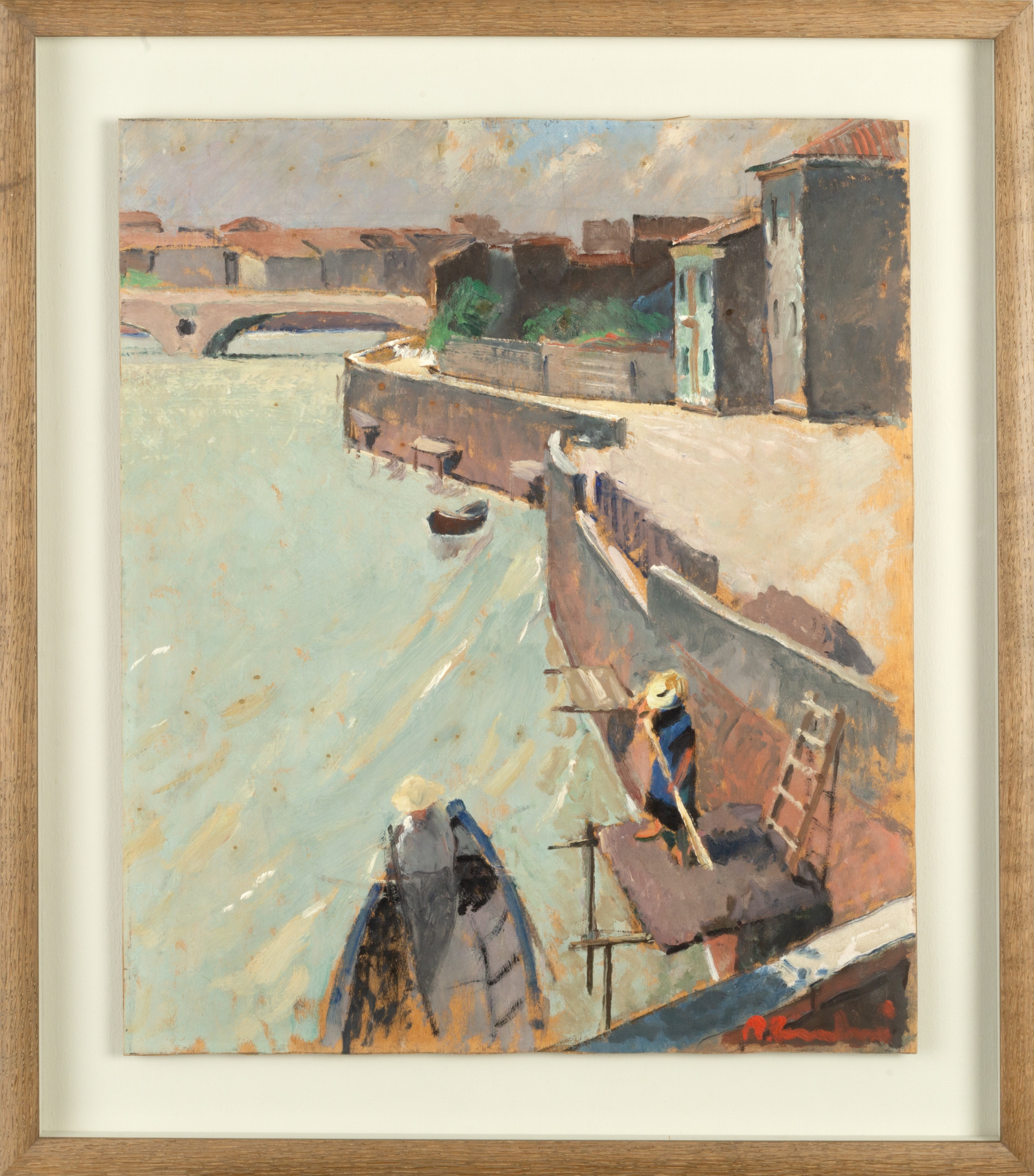 Angelo Zamboni (1895-1939) Sabbionari signed (lower right), titled (to label on the reverse) oil - Image 2 of 3