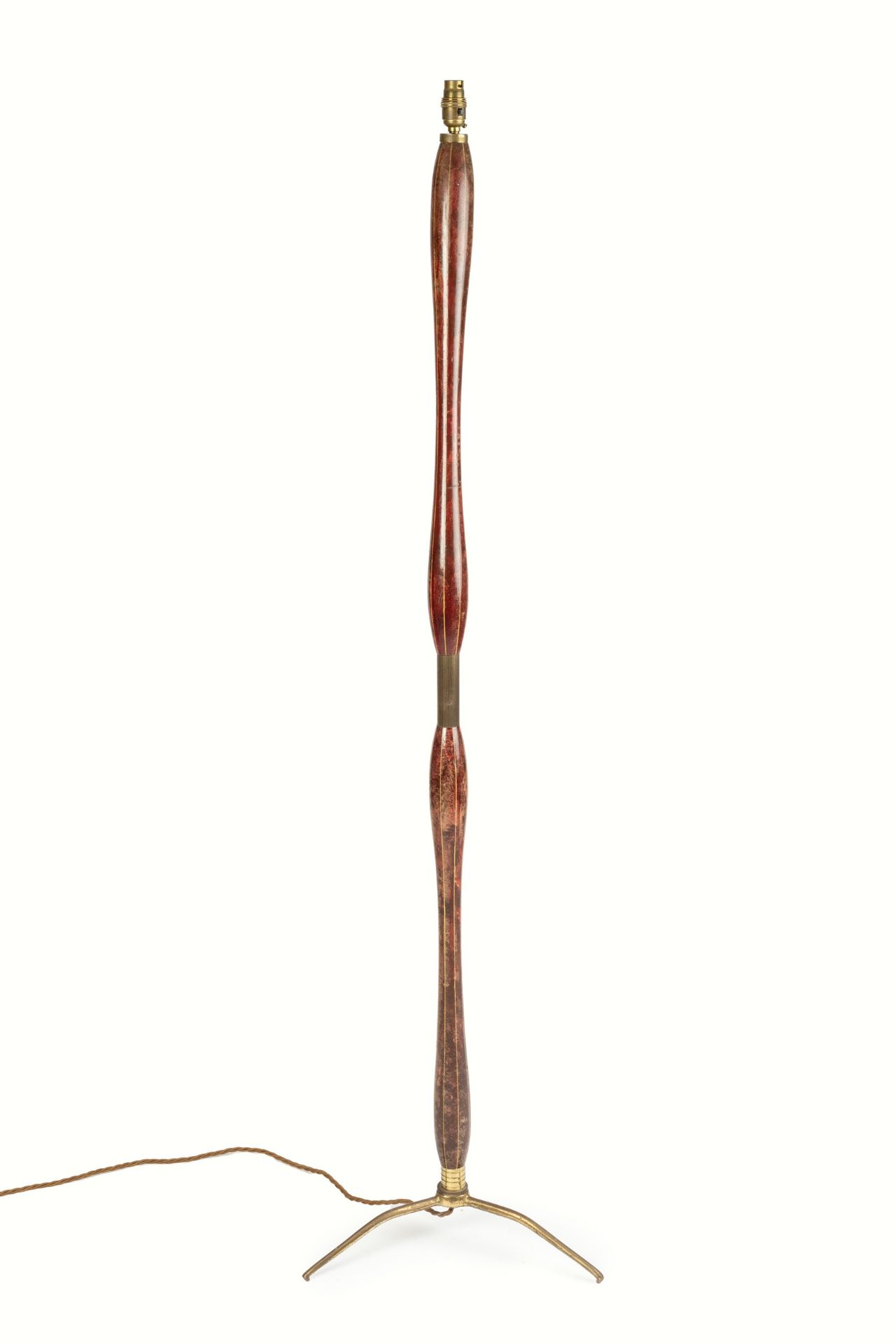 Italian School Floor lamp, circa 1950 brass and wood 159cm high.